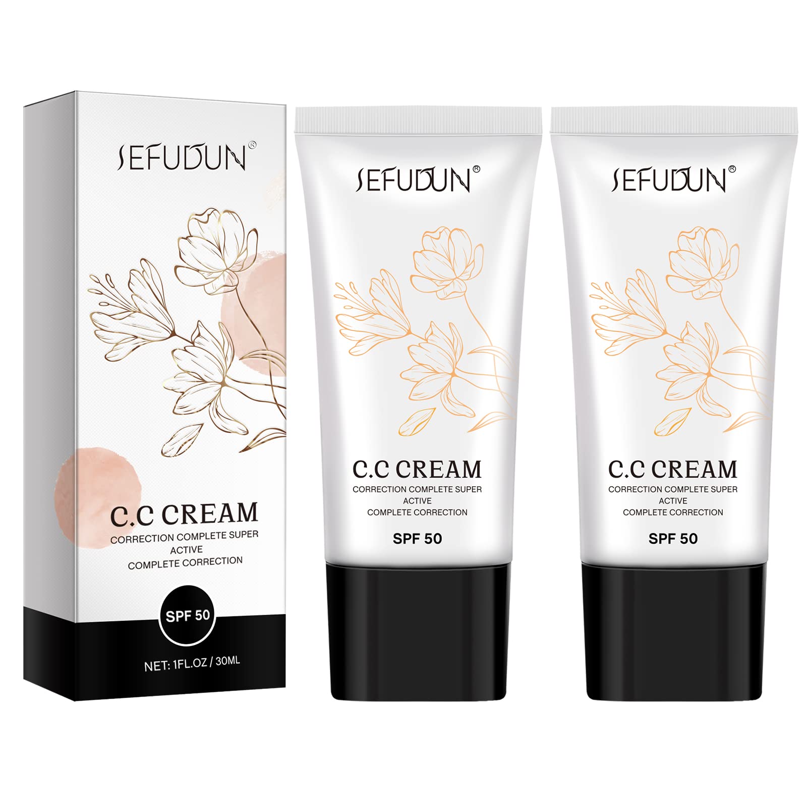 NIFEISHICC Cream 2 Pack, CC Cream Self Adjusting for Mature Skin, Super Active CC Cream Foundation with SPF 50 for Face and Body Color Correcting