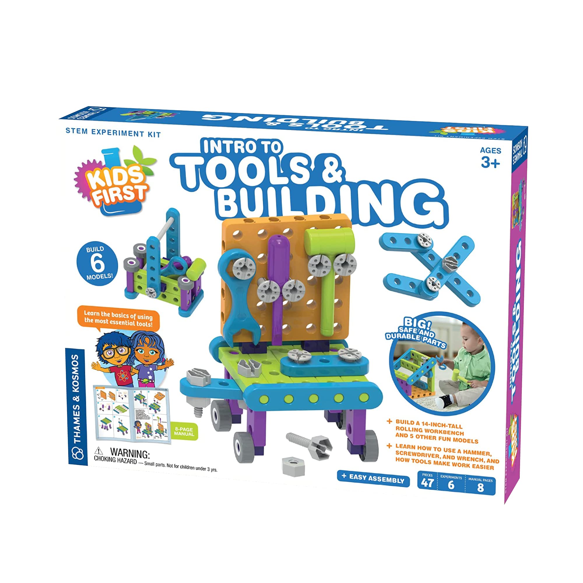 Thames & Kosmos Kids First: Intro to Tools & Building STEM Experiment Kit for Ages 3+ | Build 6 Models, Learn Basic Mechanical Engineering Principles | Make Your Own Workbench with Durable Parts