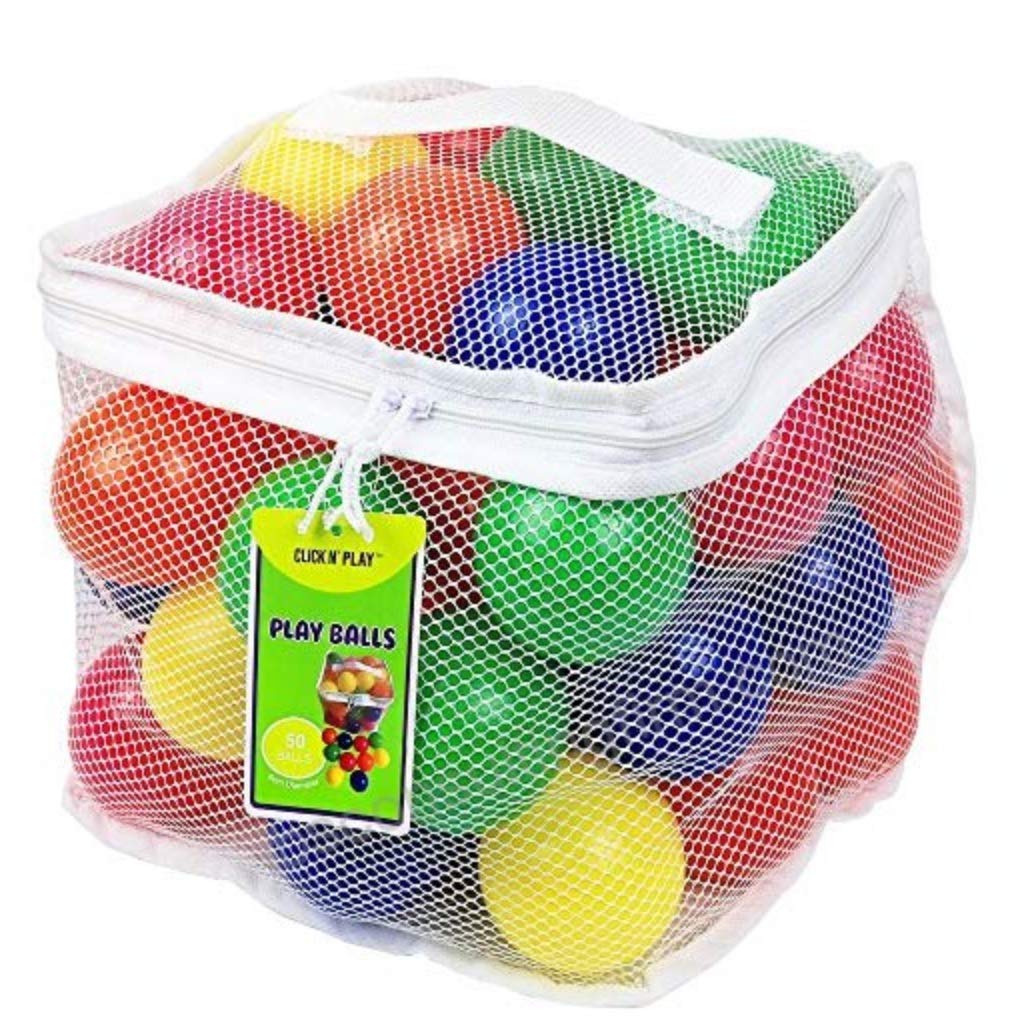 Click N' Play Plastic Balls for Ball Pit, Phthalate & BPA Free, Crush Proof Play Balls for Ball Pit, Pit Balls in Assorted Colors in Reusable and Durable Storage Mesh Bag with Zipper | 200, 1000 count