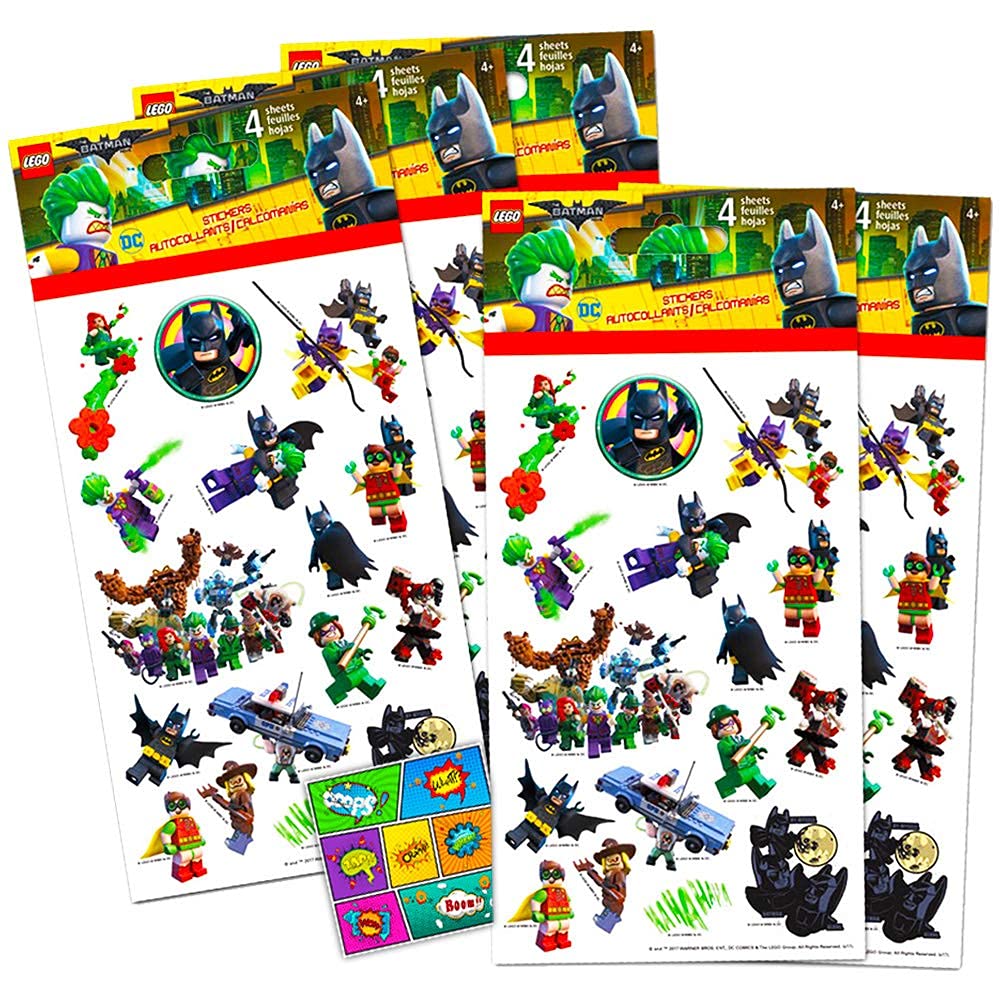 : Lego Batman Stickers Party Favors Pack - 24 Sheets of Lego  Batman Stickers Bundle : Toys & Games