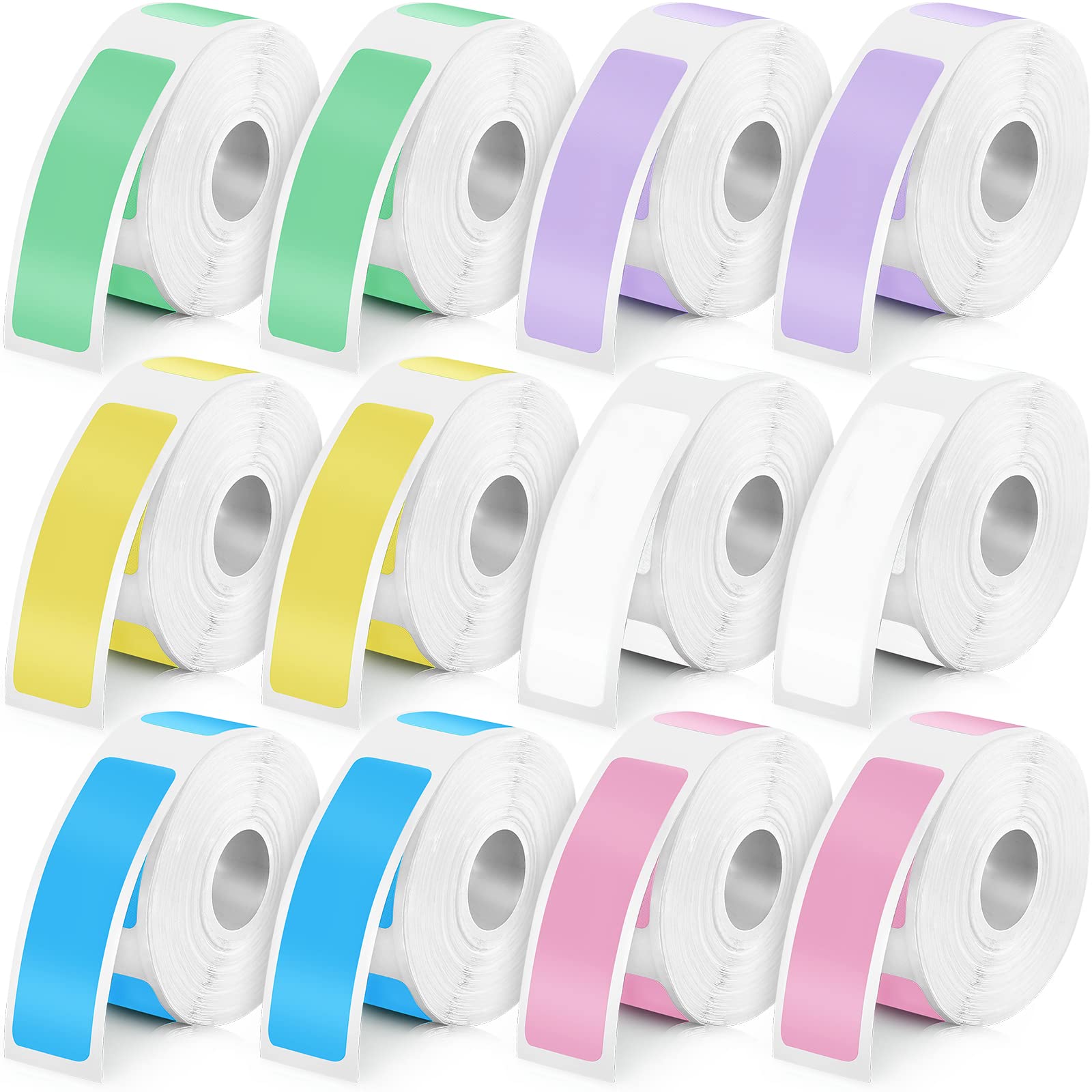 1920 Pieces Label Tape Label Print Stickers Laminated Labeling Paper Replacement Compatible with D30 Portable Label Printer, 160 Labels/Roll, 12 x 40 mm, Colorful