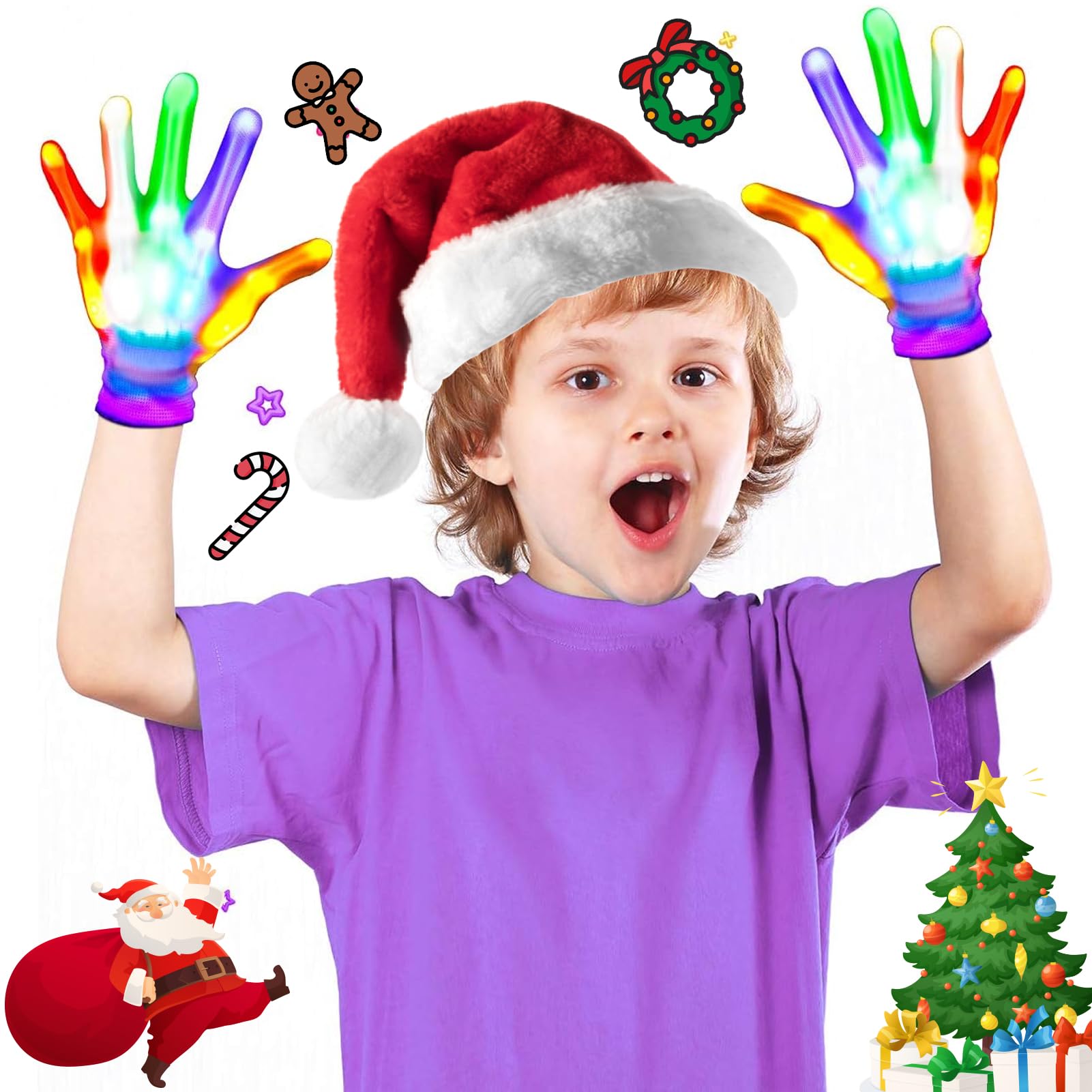 Party Favors for Kids 8-12 Toys for 10 11 12 Years Old Girls Boys LED Gloves Glowing Party Supplies Rainbow Cool Toys Birthday Gifts for Kids 10-12