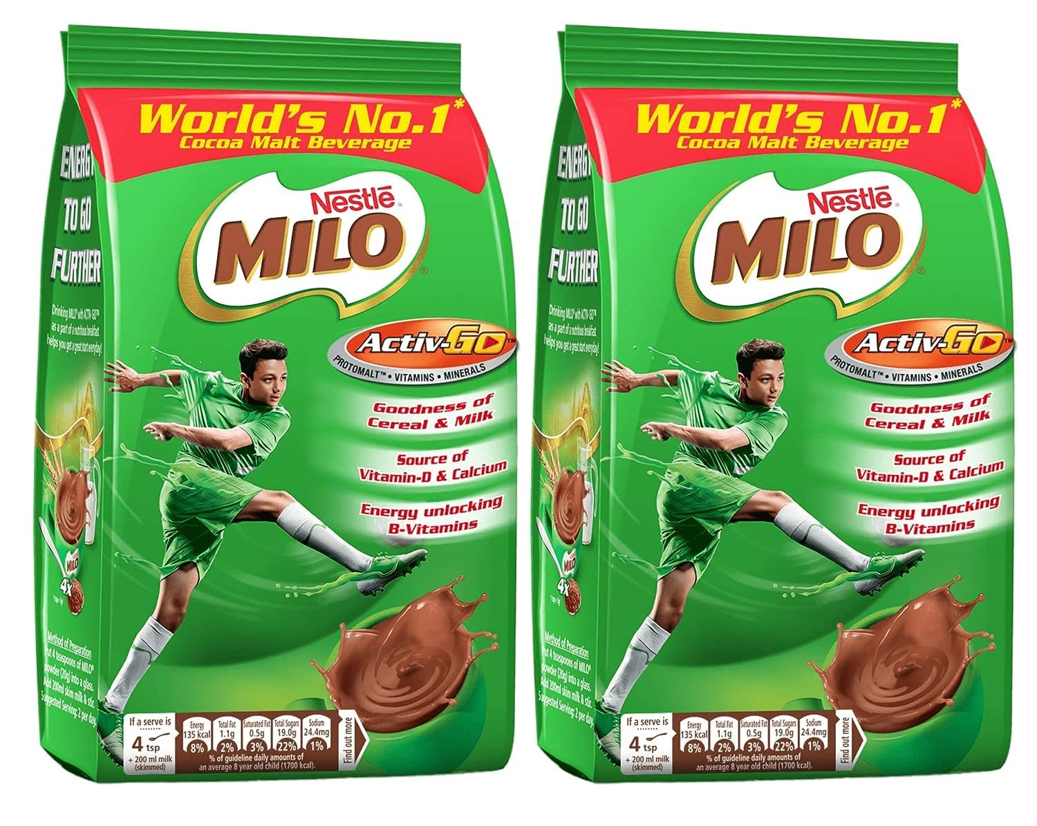 Nestle Milo Active Go With Vitamins Minerals World,s No.1 400gm (Pack OF 2)