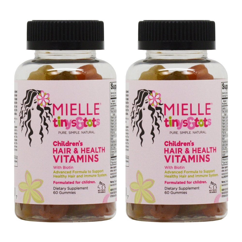 Mielle Tinys & Tots Children's Hair & Health Vitamin with Biotin 60 Gummies "Pack of 2"