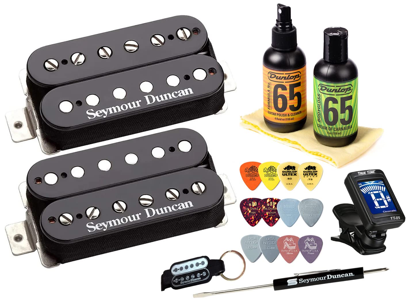 Seymour Duncan11108-13-B Hot Rodded Humbucker Matched Guitar Pickup Set with True Tune Tuner, Care Kit, Picks