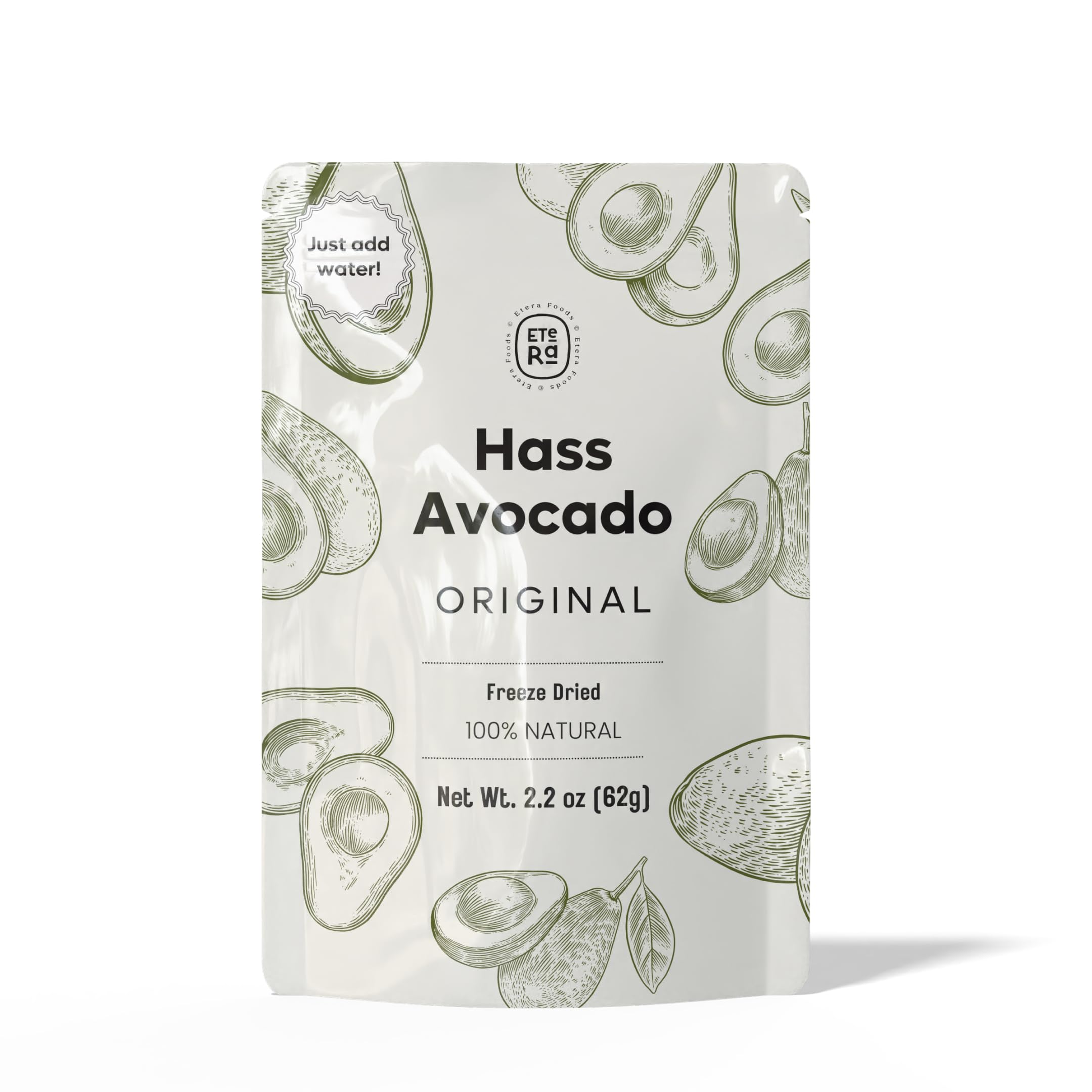 Freeze Dried Hass Avocado, Ready-to-Use, Just Add Water for Guacamole, Avocado Toasts, or simple mashed avocado, makes 6 oz of avocado paste. Vegan, Gluten Free. Ideal for On-The-Go, 100% Natural Ingredients.