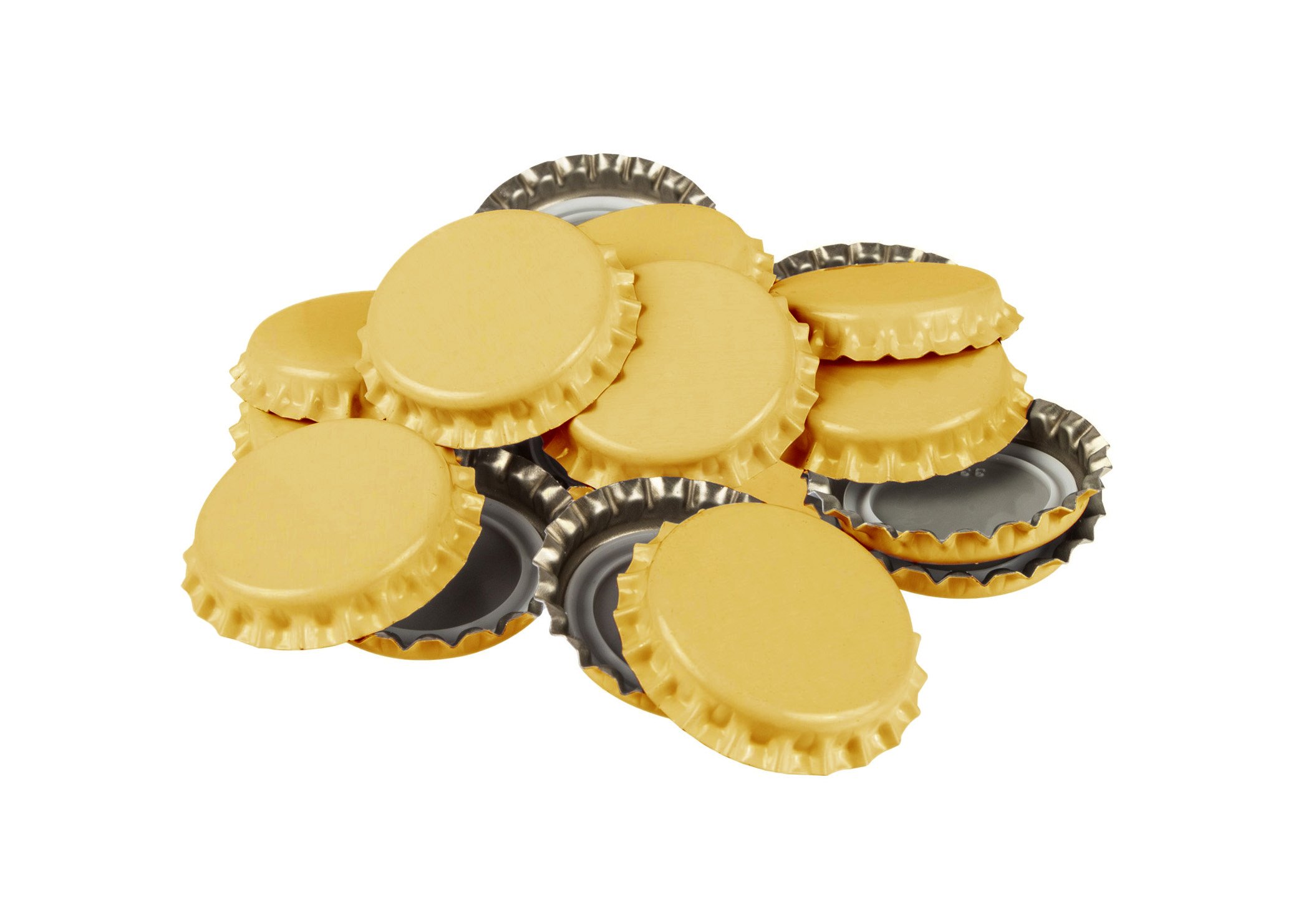 YELLOW HIGH SEAL BEER BOTTLE CROWN CAPS(PACK OF 100)