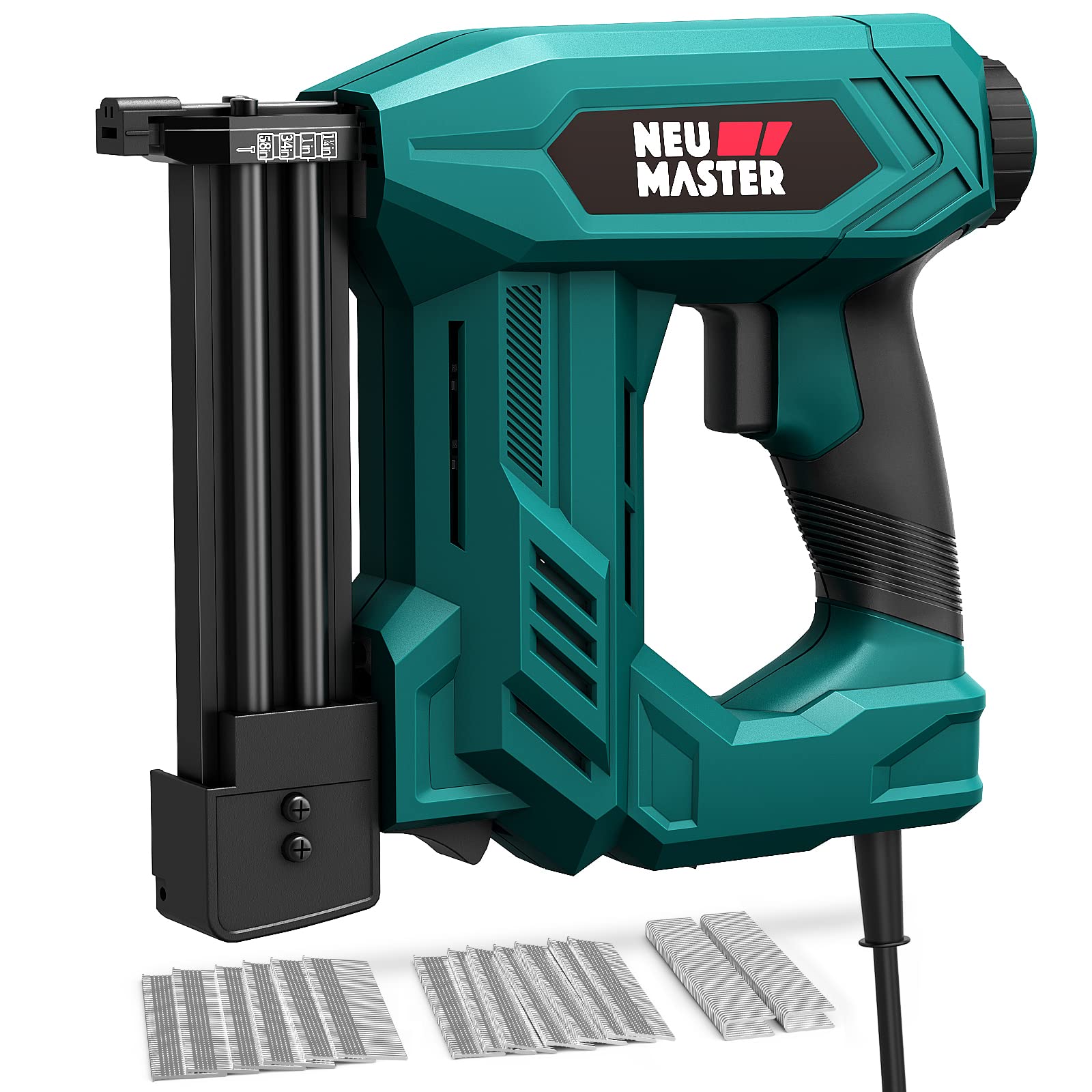 NEU MASTER Brad Nailer, 2 in 1 Electric Staple Gun/Nail Gun for Wood, Upholstery and DIY Projects, 1/4'' Narrow Crown Staples 200pcs and Nails 800pcs Included