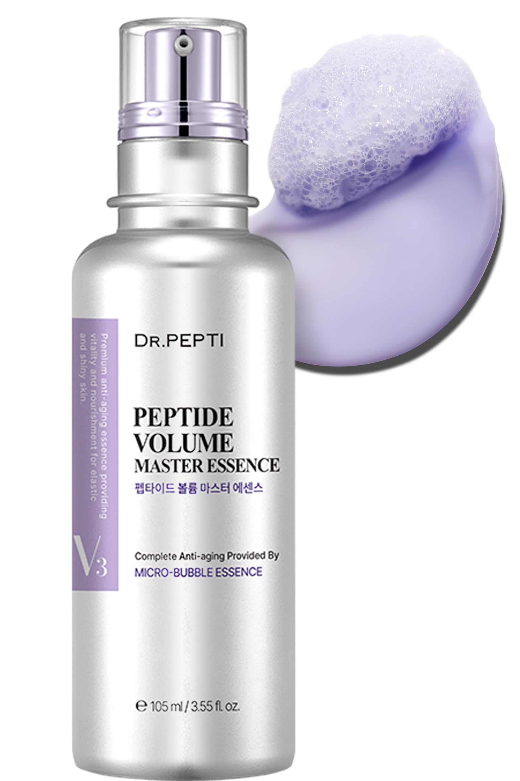 DR.PEPTI PEPTIDE VOLUME MASTER ESSENCE 3.55 Fl Oz | 11 Peptides Hydrating Serum | Age-Defying Facial Serums for Wrinkles, Crow's feet | Face Lifting Essence | Bubble Skin Care Serum (105ml)