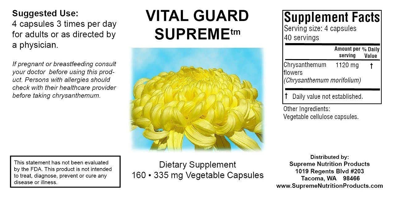 Supreme Nutrition Vital Guard Supreme, 160 Pure Chrysanthemum Vegetarian Capsules