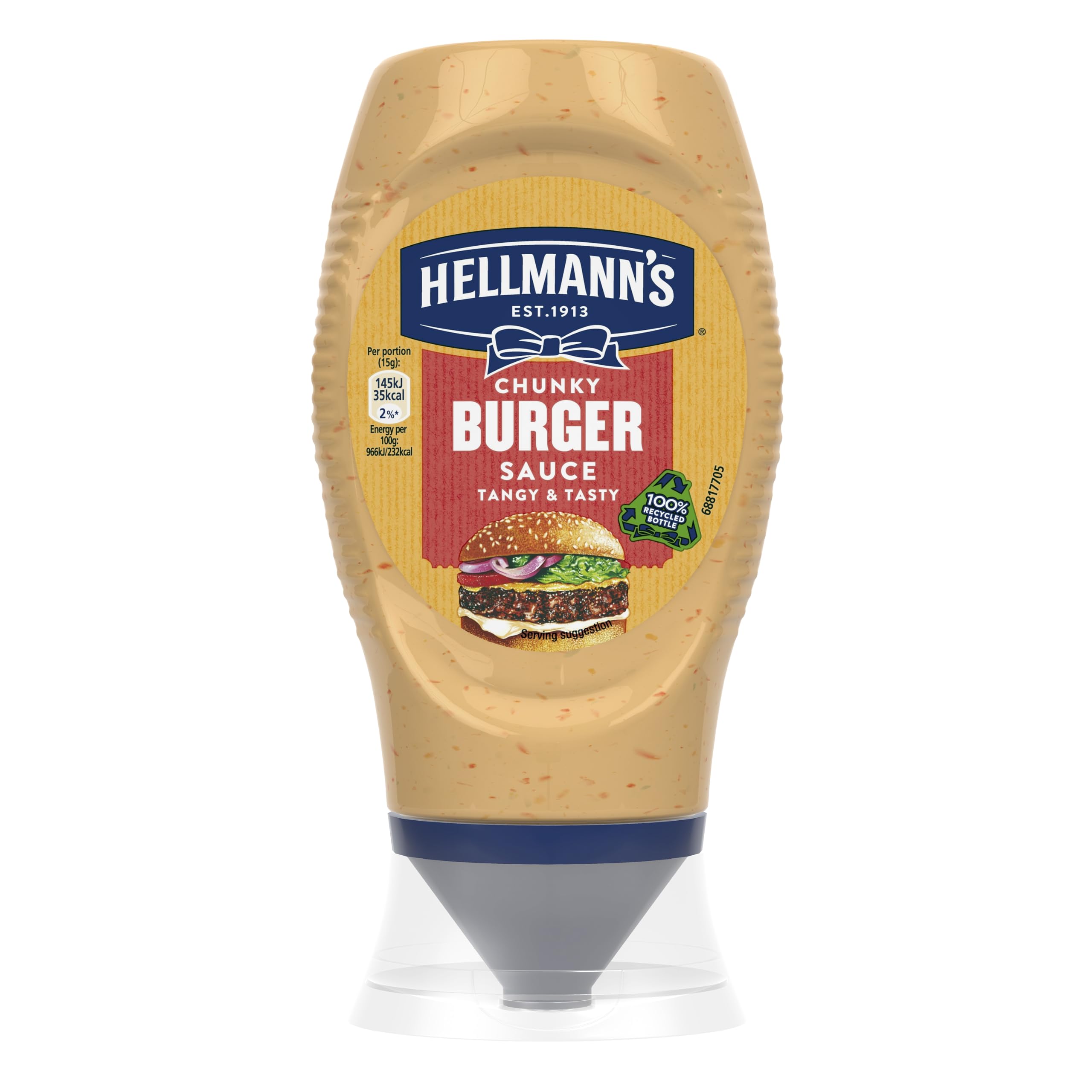 Hellmann'sChunky Burger Sauce Condiment 100% recyclable squeeze bottle for delicious burgers, wraps or chips 250 ml