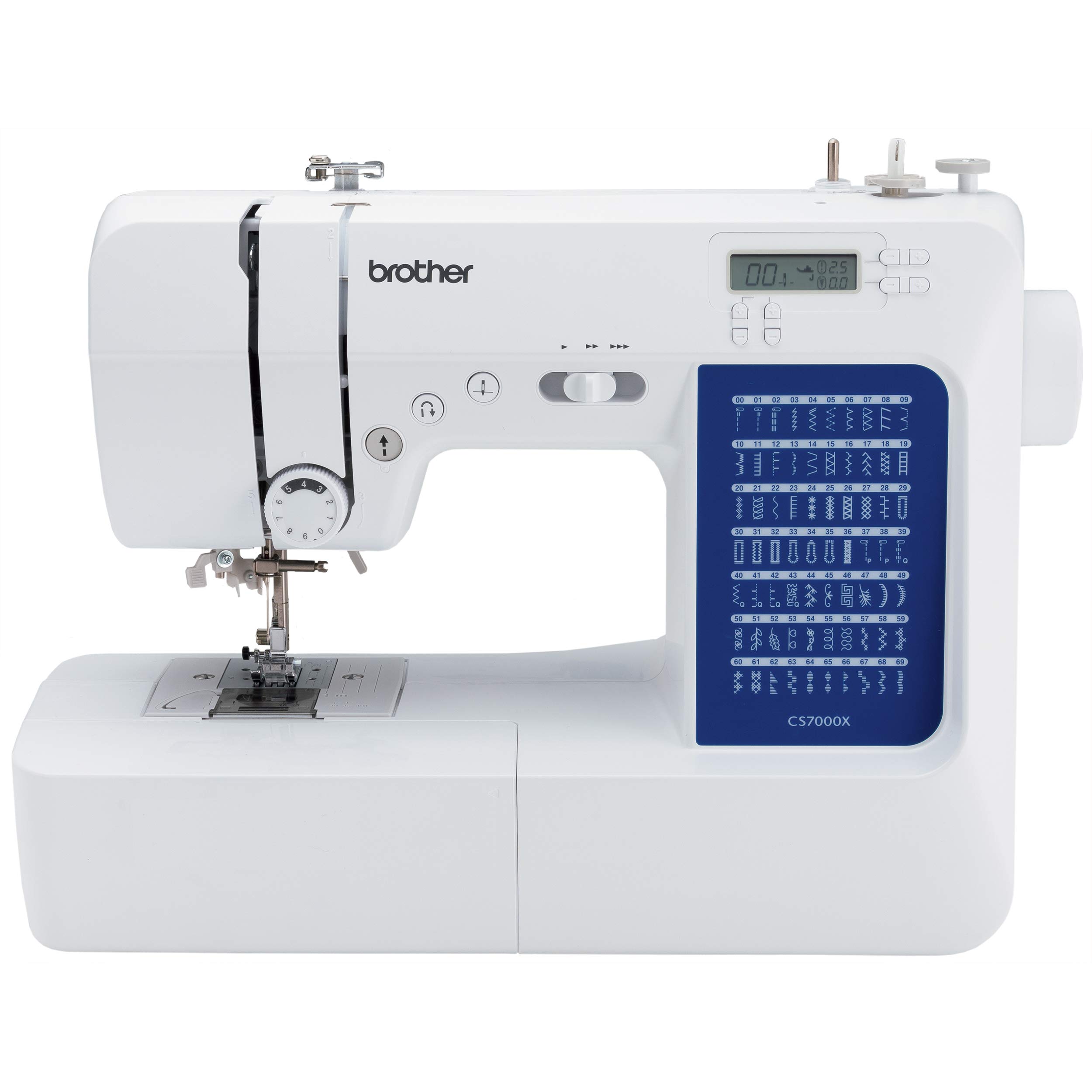 BrotherCS7000X Computerized Sewing and Quilting Machine, 70 Built-in Stitches, LCD Display, Wide Table, 10 Included Feet, White