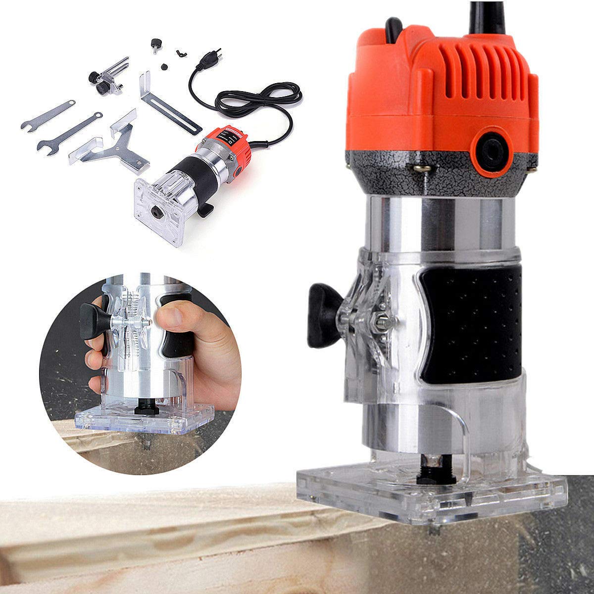 110V 1/4" Electric Wood Trimmer Wood Router Tool Woodworking Joiner Cutting Palm Router Tool