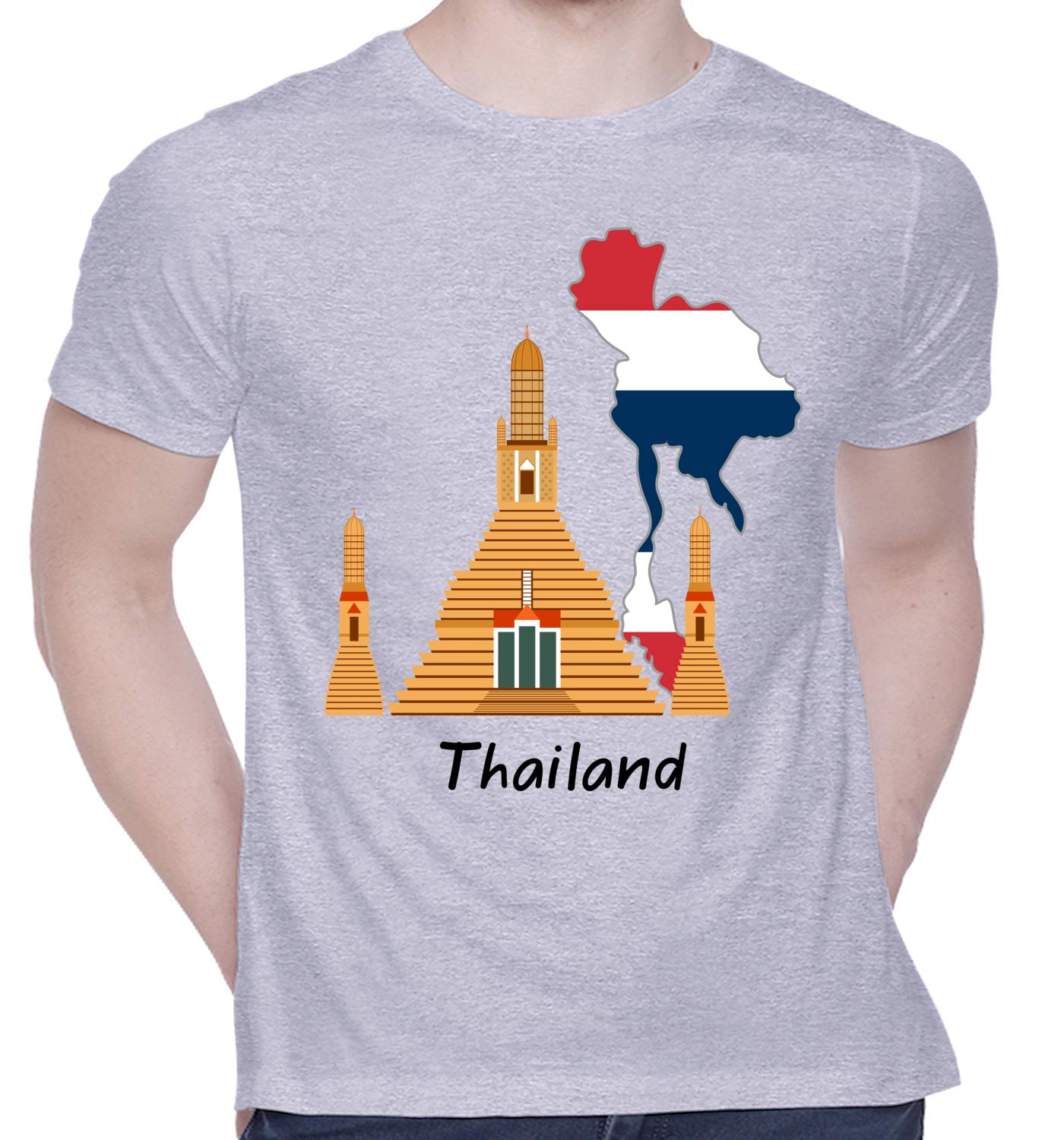 Graphic Printed T-Shirt for Unisex Thailand_Country_Travel Tshirt | Casual Half Sleeve Round Neck T-Shirt | 100% Cotton | D00680-20