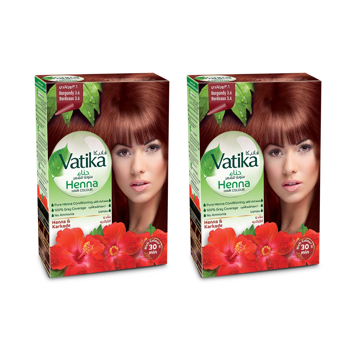 Vatika Naturals Henna Hair Color 6 X 10 g (pack of 2) | Burgundy Color for Healthy & Nourished Hairs | Ammonia Free | For Women