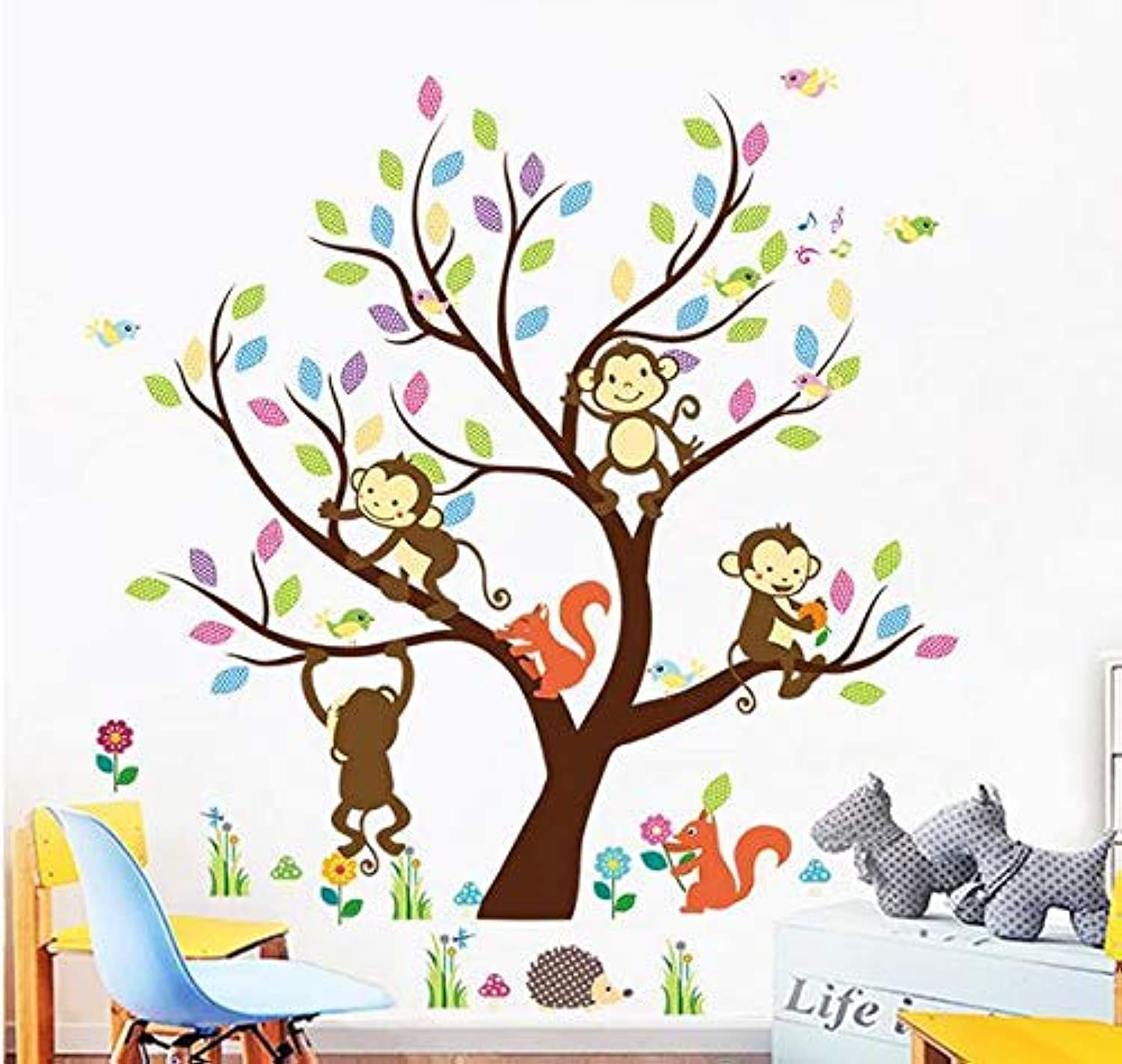 Animal monkey Wall Sticker Home Decor Removable tree art Decals Kids Room decoration