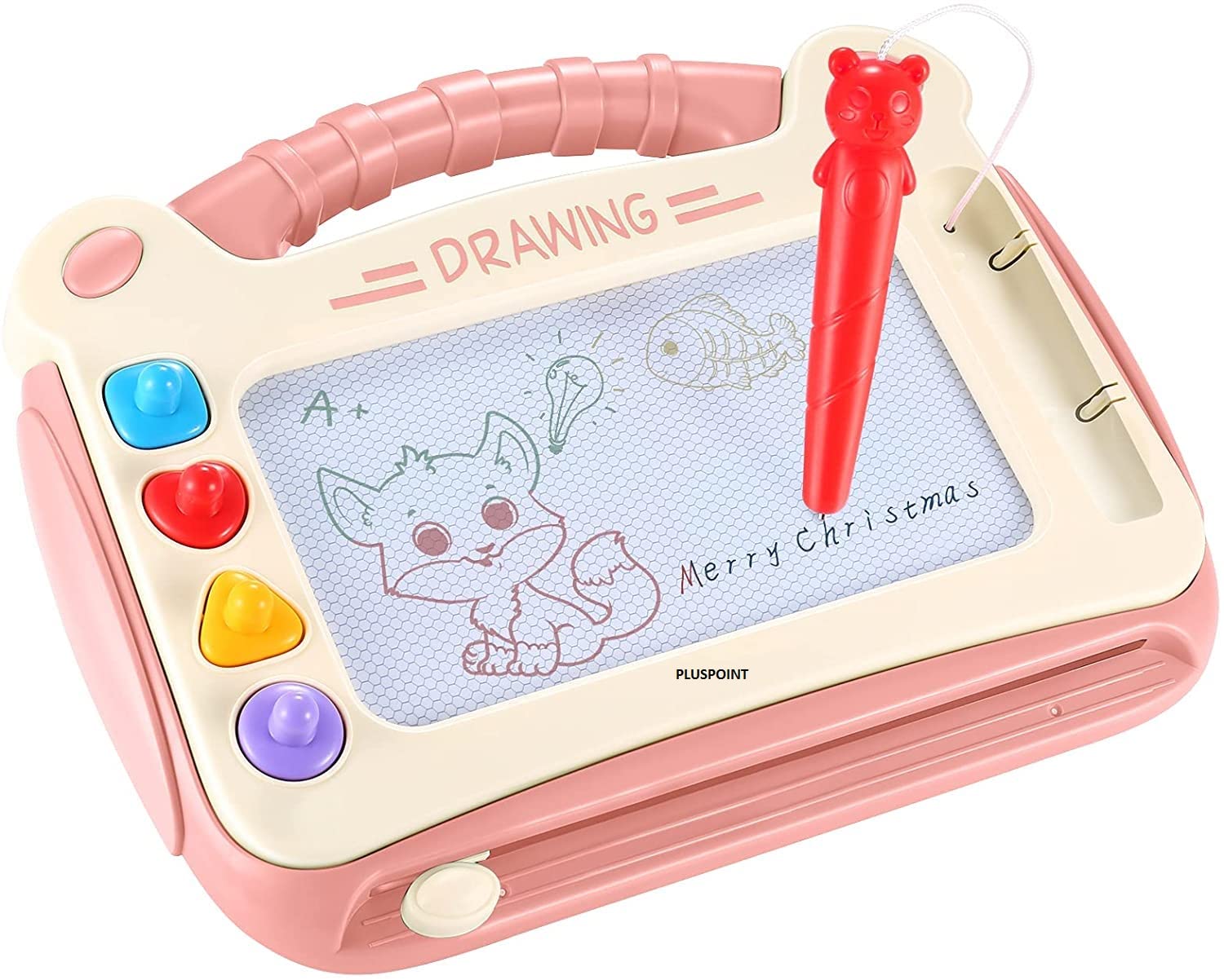 PLUSPOINT Magnetic Drawing Doodle Board for Toddlers Erasable Doodle Board for Boys and Girls Travel Size Doodle Pad Helps Your Kids Write & Sketch (New Board Pink)