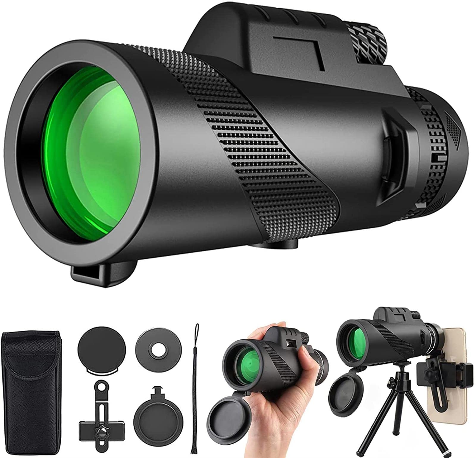 Monocular 12x50 Tele Monocular HD Updated Zoom MonoKular Smartphone Tele for Bird Watching, Hiking Sightseeing, Concert Ball Game, MonoKular