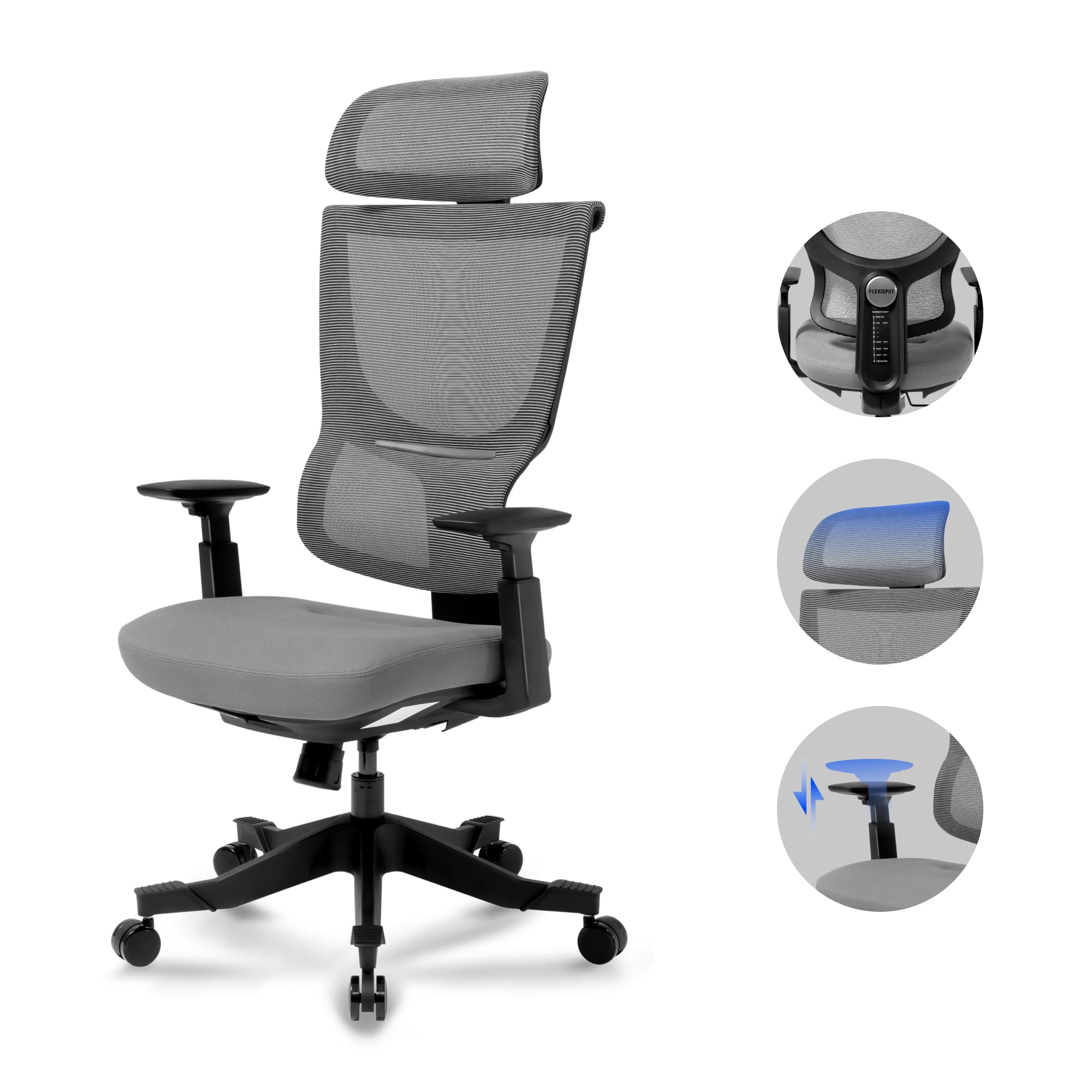 FLEXISPOT BS8 Ergonomic Office Chair, Mesh Desk Chair with 9 Level Adjustable Backrest, Lift Armrest, Lumbar Support, Task Back Support Computer Chair for Office Home