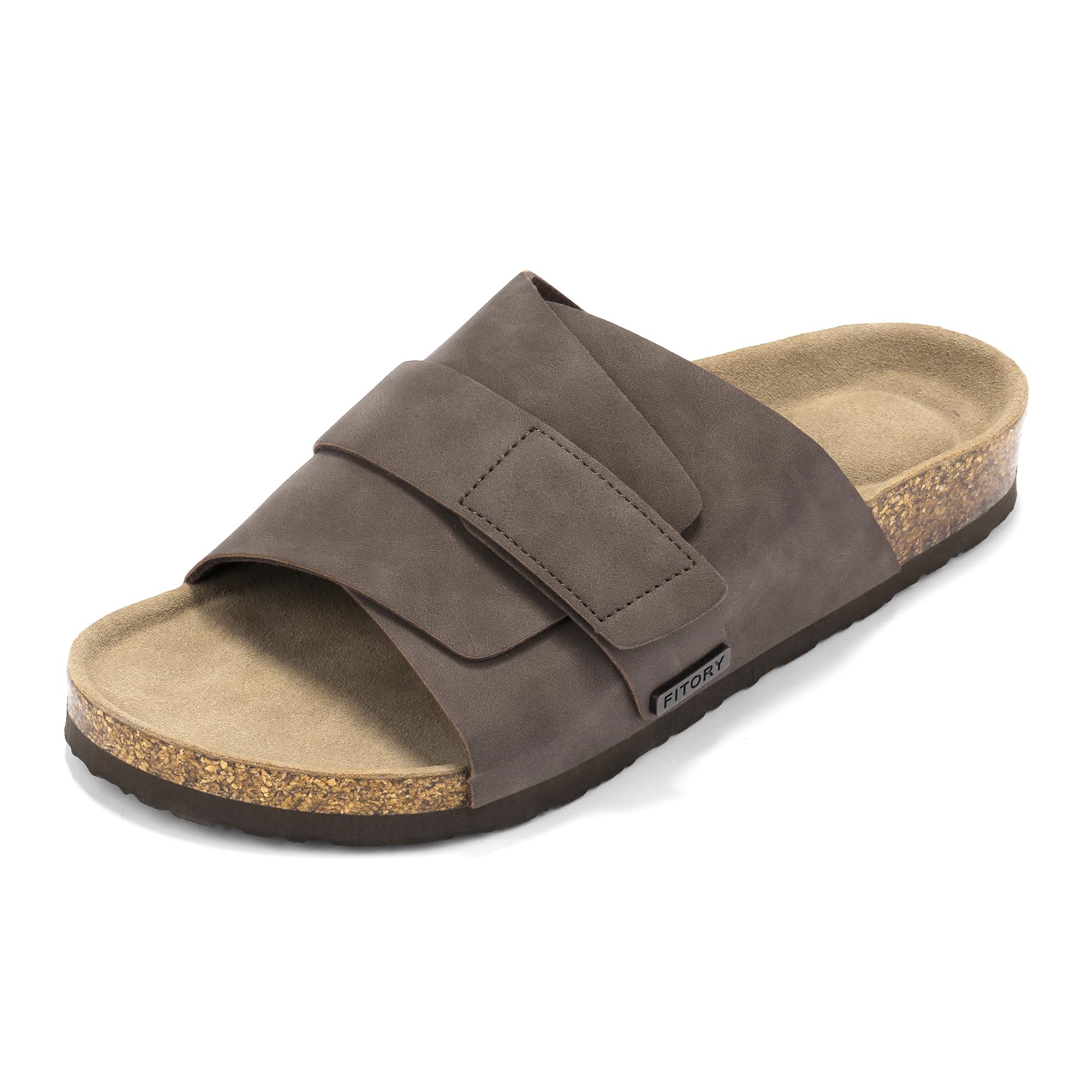 FITORY Mens Soft Footbed Sandals,Cork Slides with Adjustable Straps Size 7-13.5