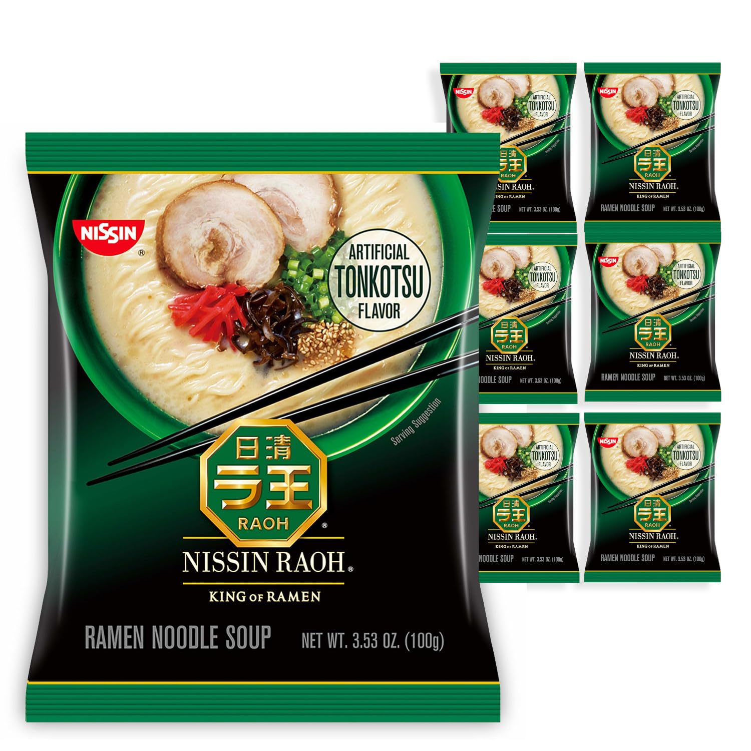 NISSINRAOH Ramen Noodle Soup, Tonkotsu, 3.53 Ounce (Pack of 6)