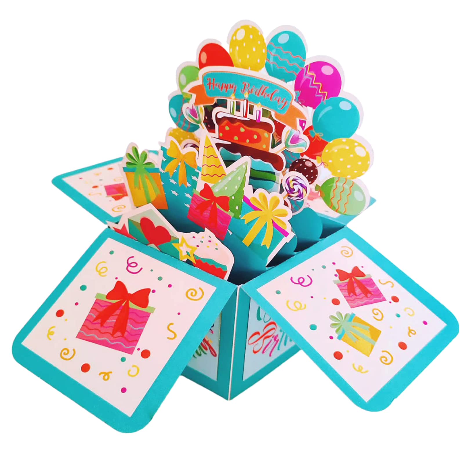 3D Birthday Balloons Pop Up Greeting Card, 3D Pop Up Greeting Card 3D Congratulations Card with Envelope for New Year Christmas Birthday Anniversary