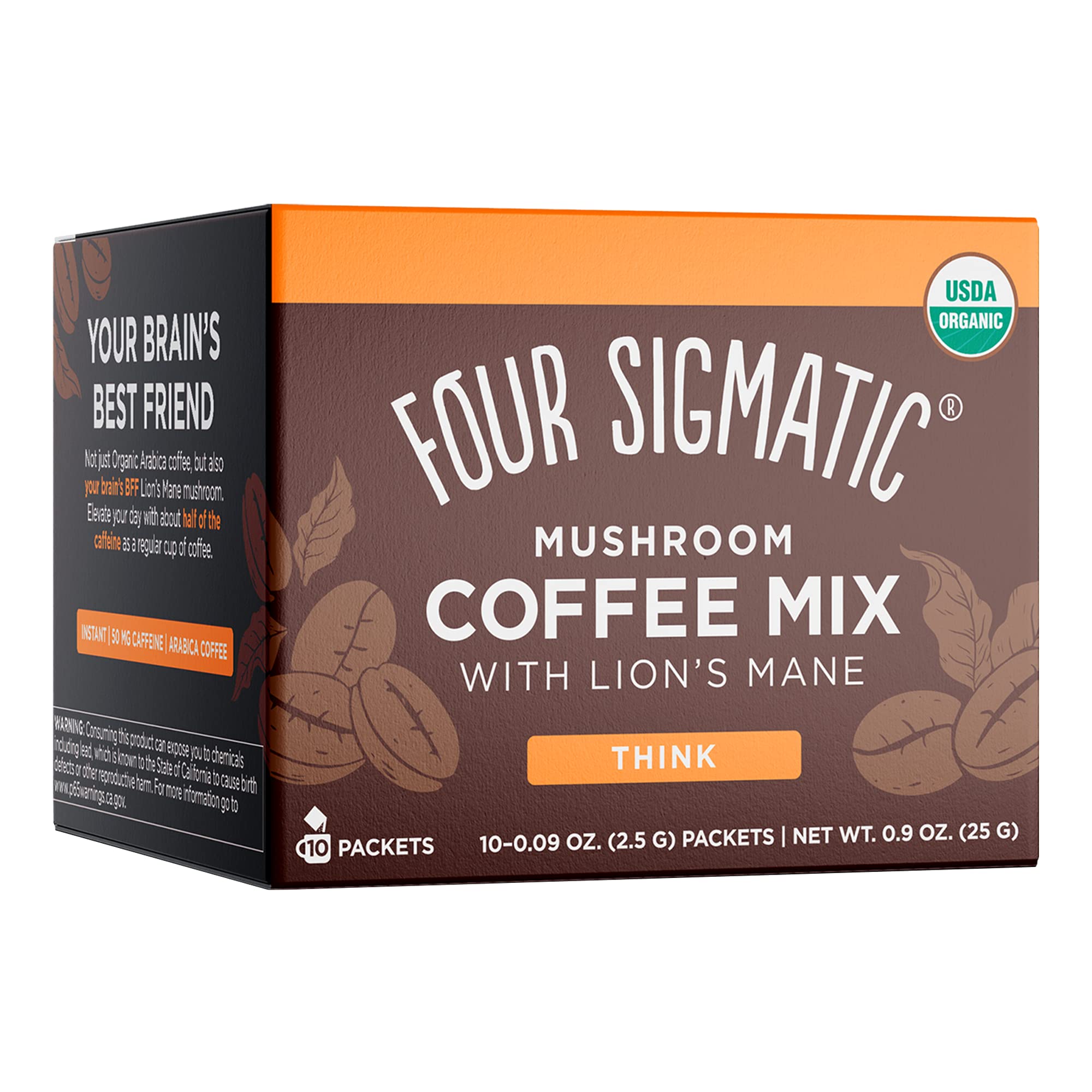 Four Sigmatic Instant Mushroom Coffee with Lion's Mane and Chaga Mushrooms, 10 Packets