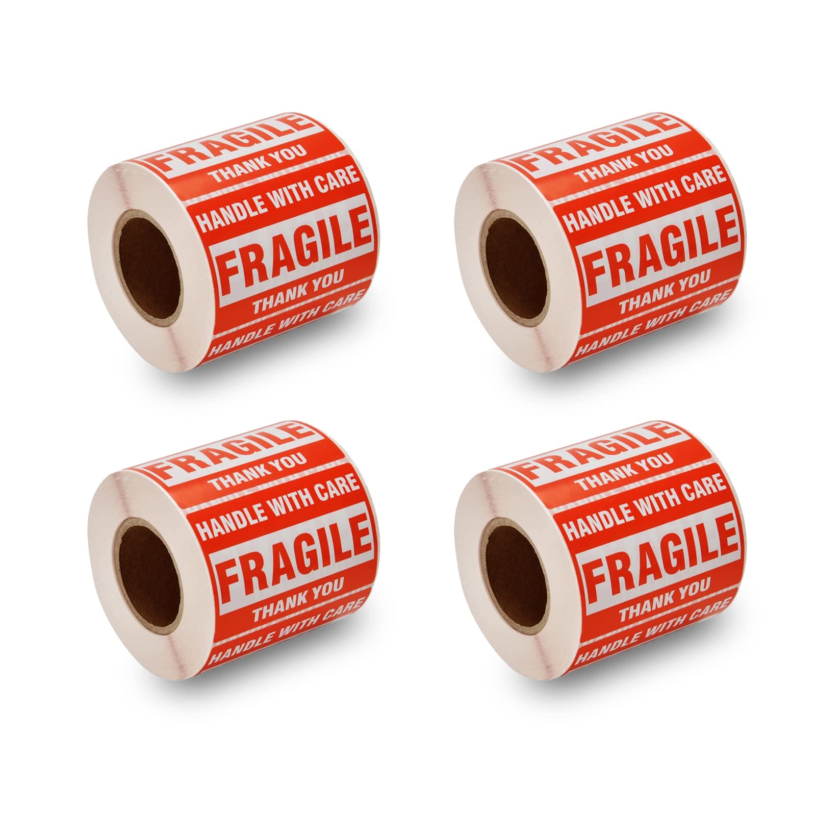 SJPACKSJPACK 2000 Fragile Stickers 4 Rolls 2" x 3" Fragile - Handle with Care - Thank You Shipping Labels Stickers (500 Labels/Roll)