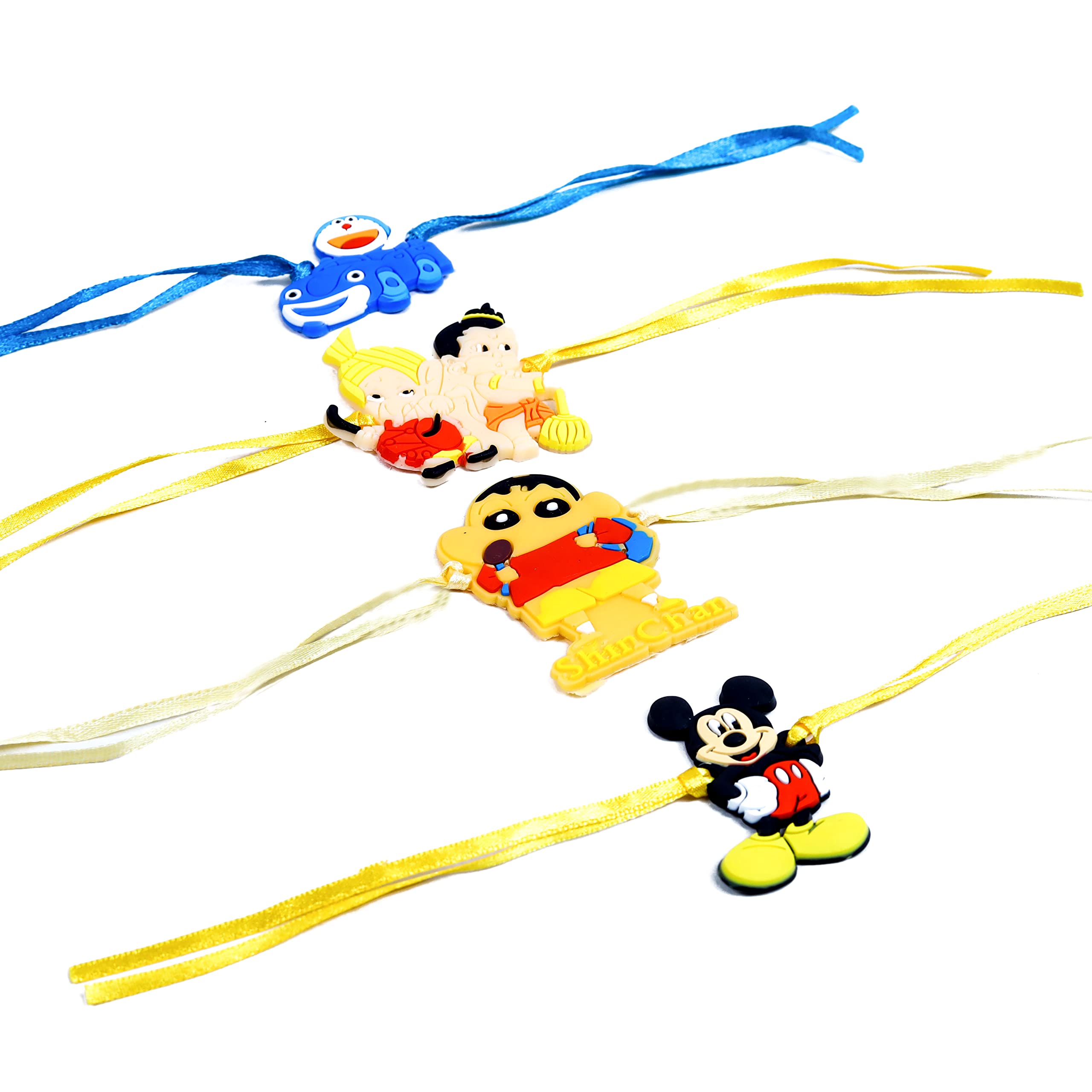 Mancloem Cartoon Character Rubber Rakhi For Kids Boys Pack Of 4