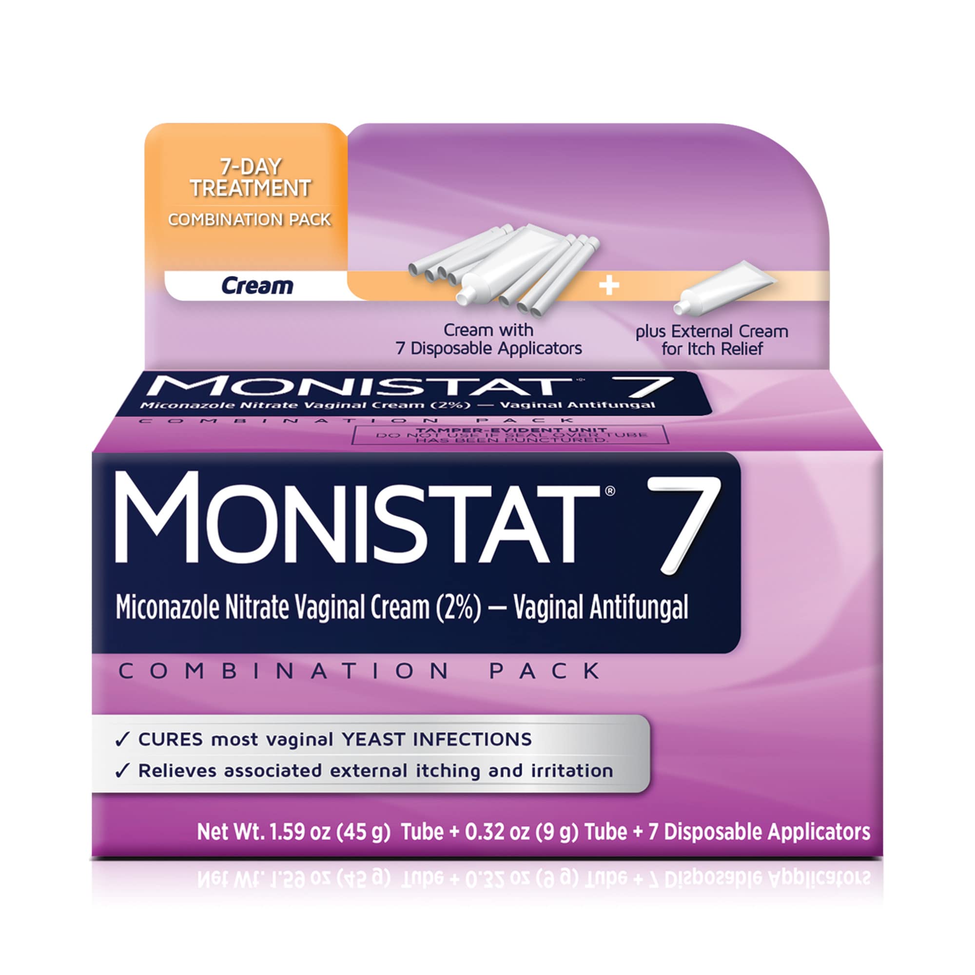 Monistat7 Day Yeast Infection Treatment for Women, 7 Miconazole Cream Applications with Disposable Applicators & External Monistat Anti-Itch Cream Bundle