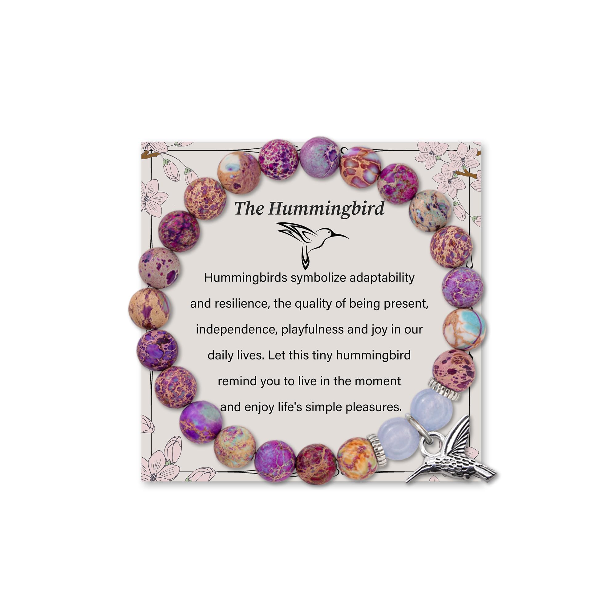 Amethyst Hummingbird Bracelets Unique Hummingbird Gifts for Women with Meaning Card