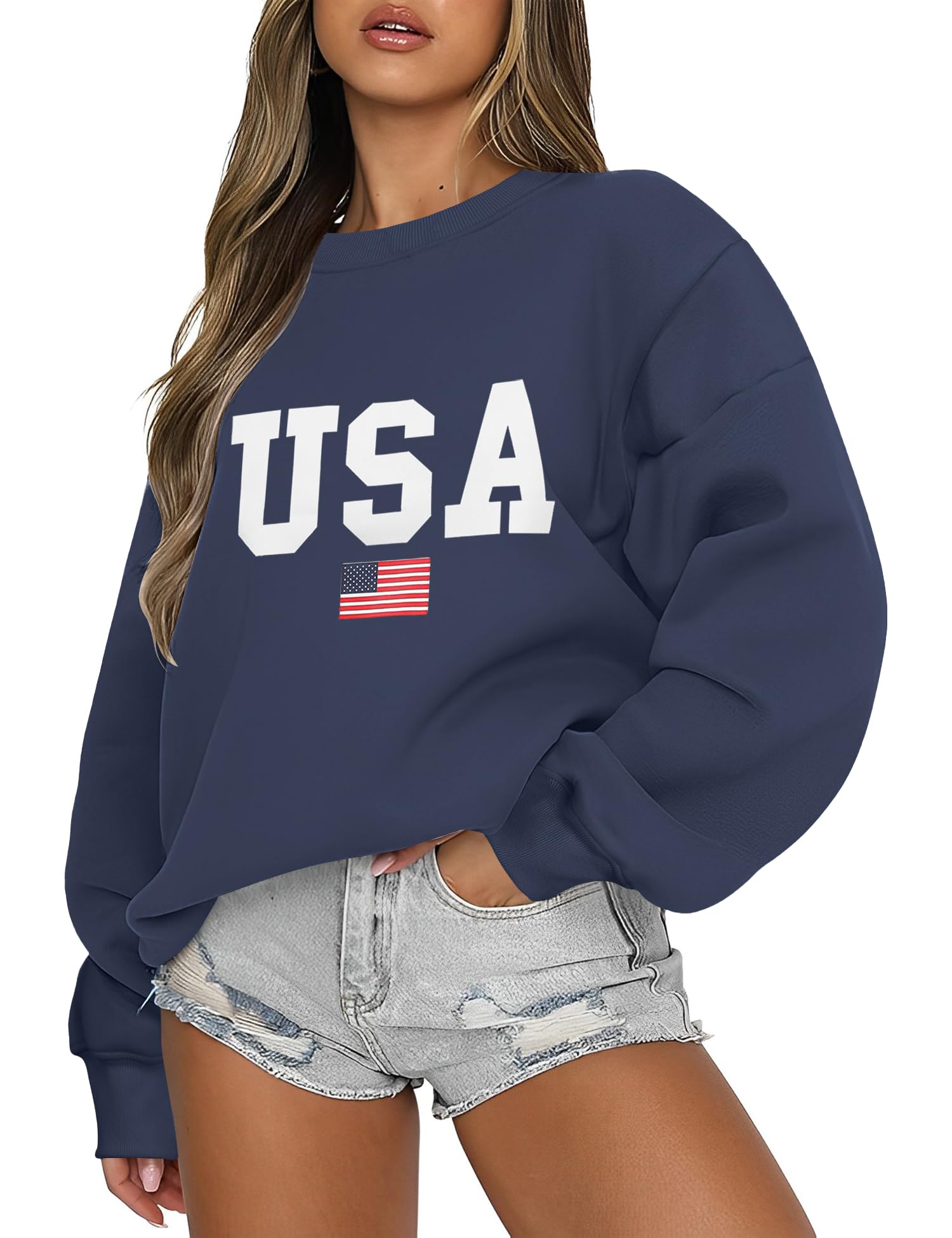 Micoson Women's Oversized Graphic Letter Print Sweatshirts Crewneck Fleece Pullover Tops Fall Winter Fashion Clothes 2024