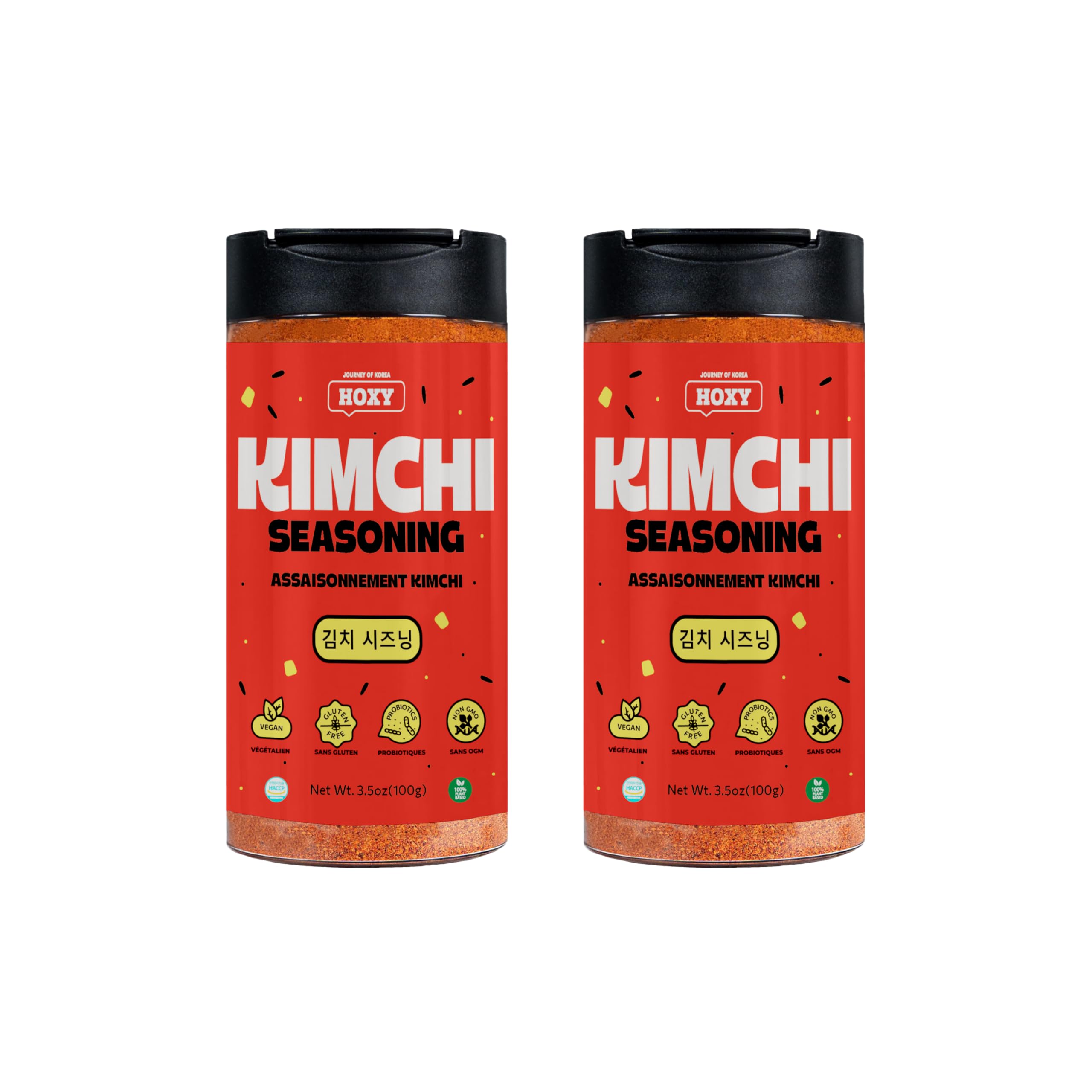 HOXY Journey of Korea Kimchi Seasoning Mix 3.5 oz - ORIGINAL Spicy Seasoning Mix, Rich in Probiotics, Vegan, Gluten Free, NON- GMO, BBQ Dry Rub for Any Meat, Seafood & Vegetables (3.5Oz (Pack of 2))