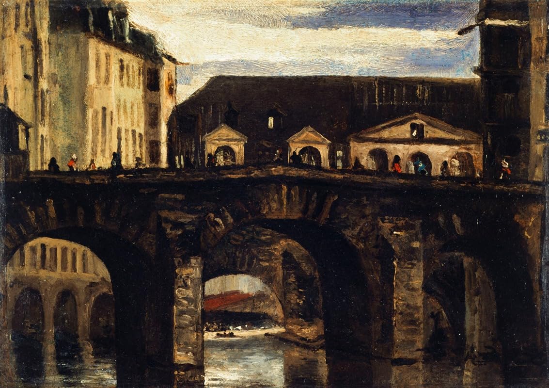 Le Petit Pont et le pont Saint-Charles (1825) Poster Print by Louis-Godefroy Jadin (18 x 24)