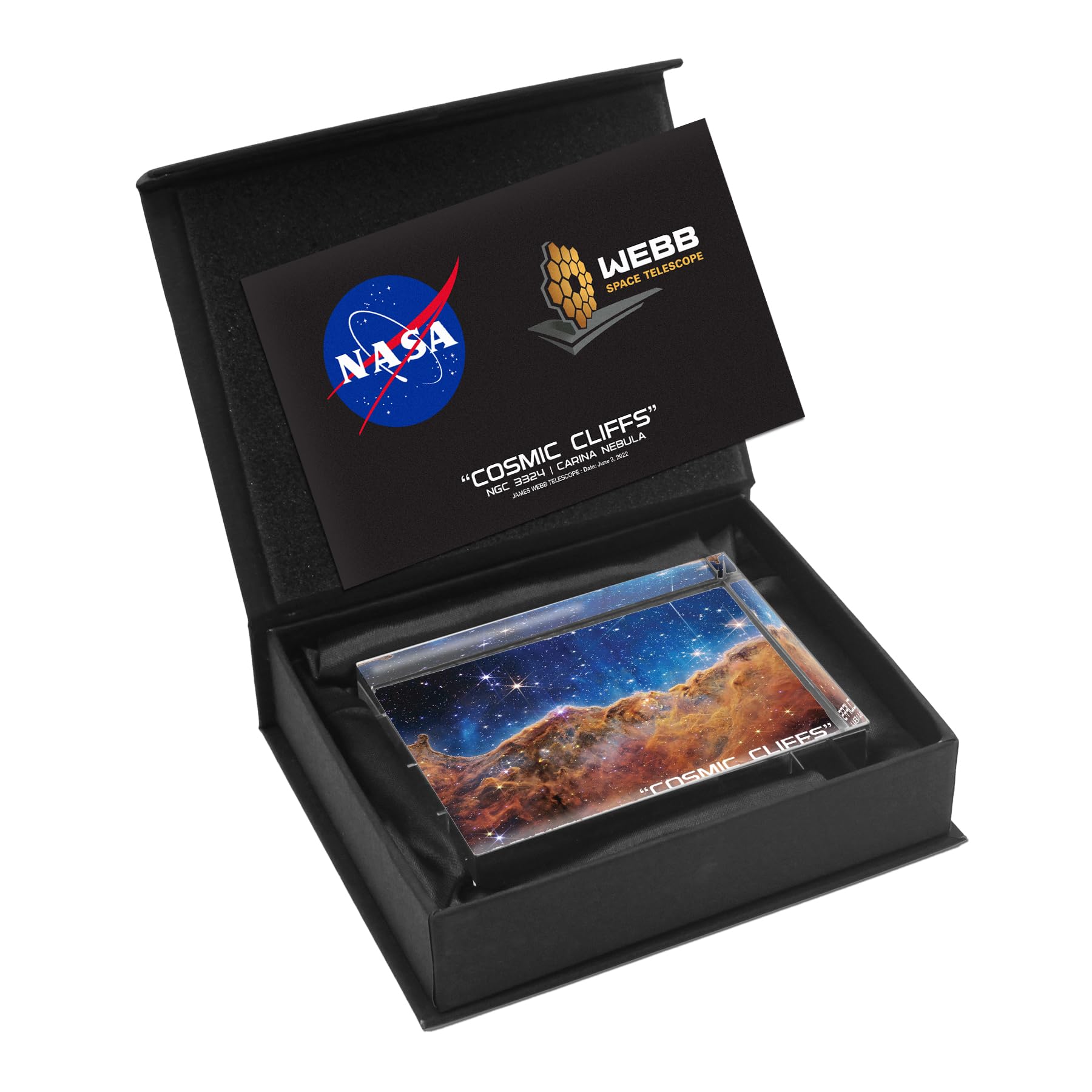 InfusionNASA Hubble Space Telescope Landscape Crystal Paperweight Gift Set, 4'' x 3'', with Info Card