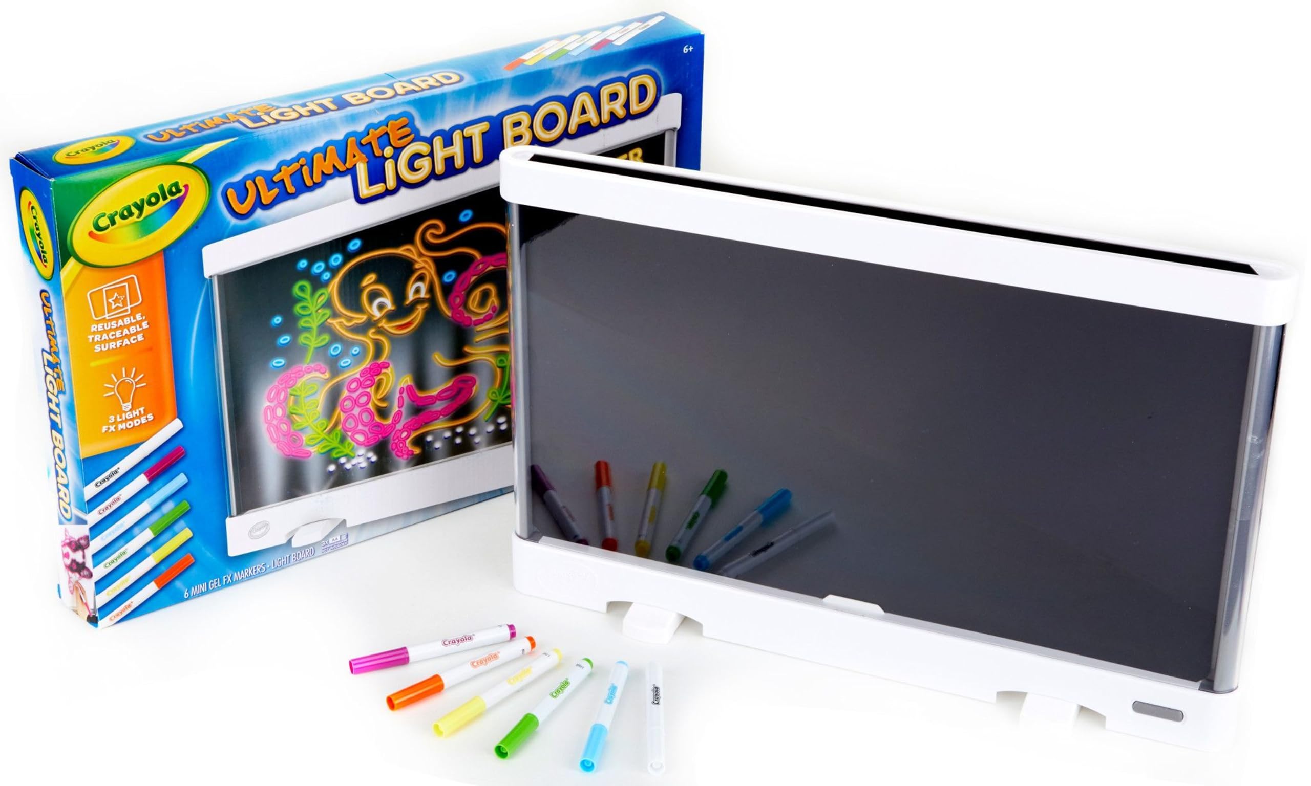 Crayola Ultimate Light Board - White, Kids Drawing Tablet, LED Drawing Board for Kids, Holiday Gift for Boys & Girls, Toys for Kids, 6+