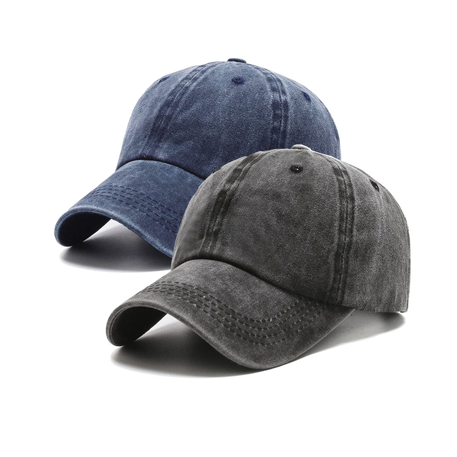 PFFY 2 Packs Vintage Washed Distressed Baseball Cap Golf Dad Hat for Men Women