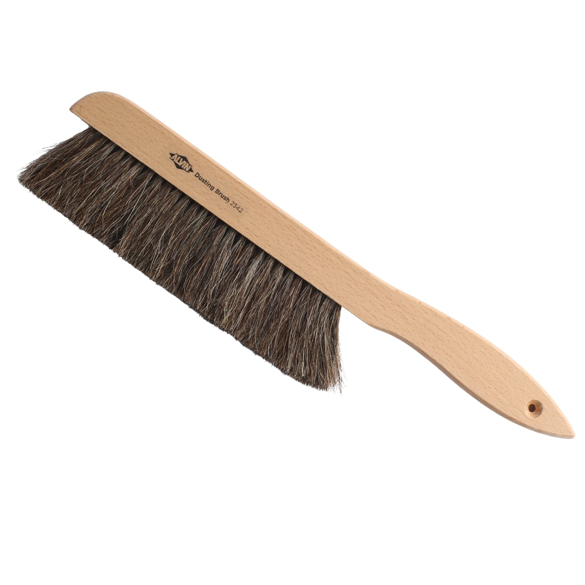 ALVIN 2342 Comfort Curve Dusting Brush, 100% Horsehair and Wood Handle, Art, Drafting, and Architecture Cleaning Tool, Great for Students, Hobbyists, and Professionals - 15 Inch