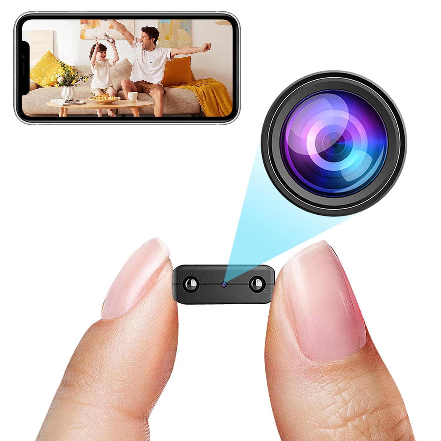 Smallest WiFi Camera,Wireless Remote Camera,1080P Baby Monitor Camera,Portable Vdeo Camera with Video Recording Live Feed Night Vision,Motion Detection,Cloud Storage,Remote Viewing with iOS Android