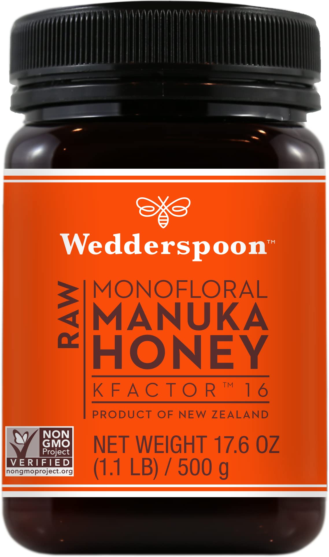 Wedderspoon, 100% Raw Manuka Honey, Kfactor 16, 17.6 Oz (500 G)