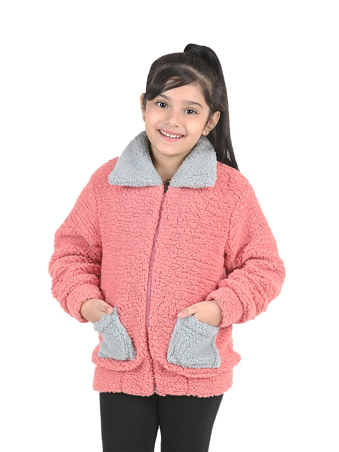 Girl's Pea Coat (NN00050JKT_Pink_9 Years-10 Years)