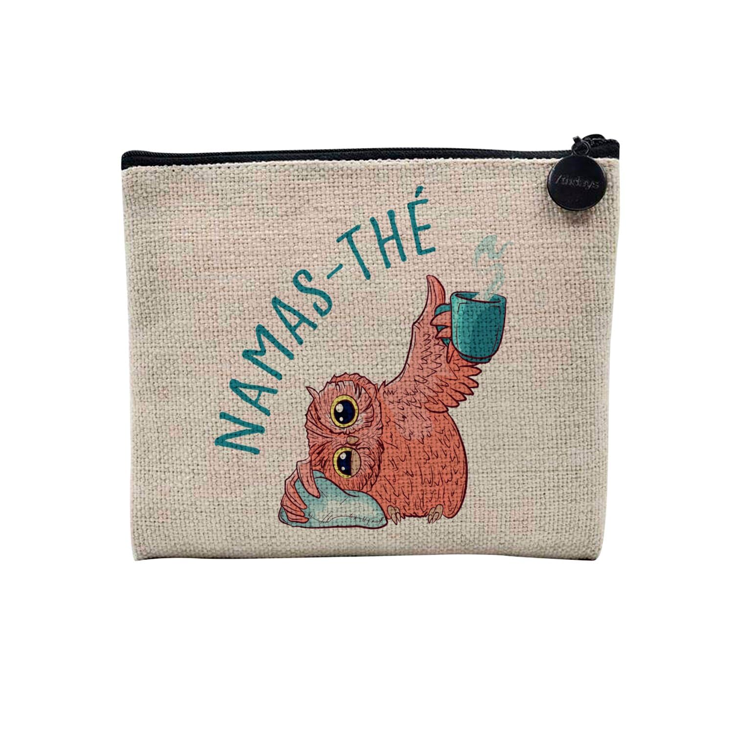 Namas-Tea Bag - Cute Indian Animals Tea Linen Make-Up Bag - Linen Look - Coin Purse - 15 x 10 cm, Namas-tea, 15 x 10 cm, Makeup Bag