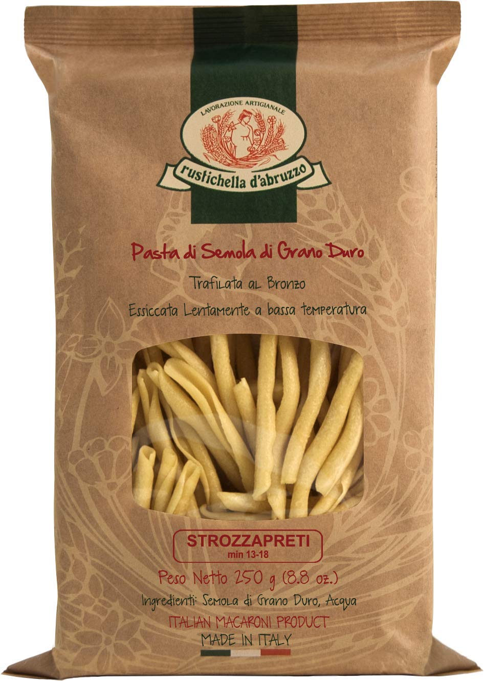 Rustichella d'AbruzzoStrozzapreti Pasta di Semola di Grano Duro Pasta, 250 g