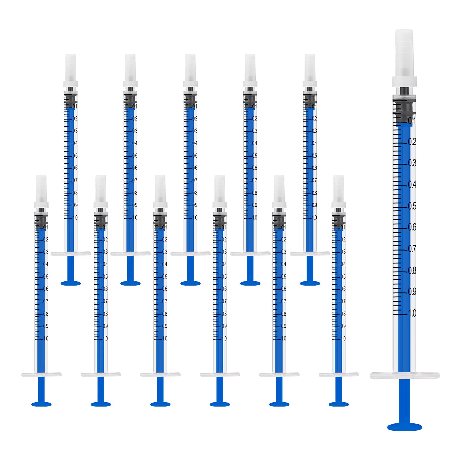 Dacitiery 12 Pack 1ml Syringe with Cap Plastic Syringe without Needle Disposable Syringe Measurement Syringe for Refilling and Measuring Liquids Scientific Labs Experiment Feeding Pets