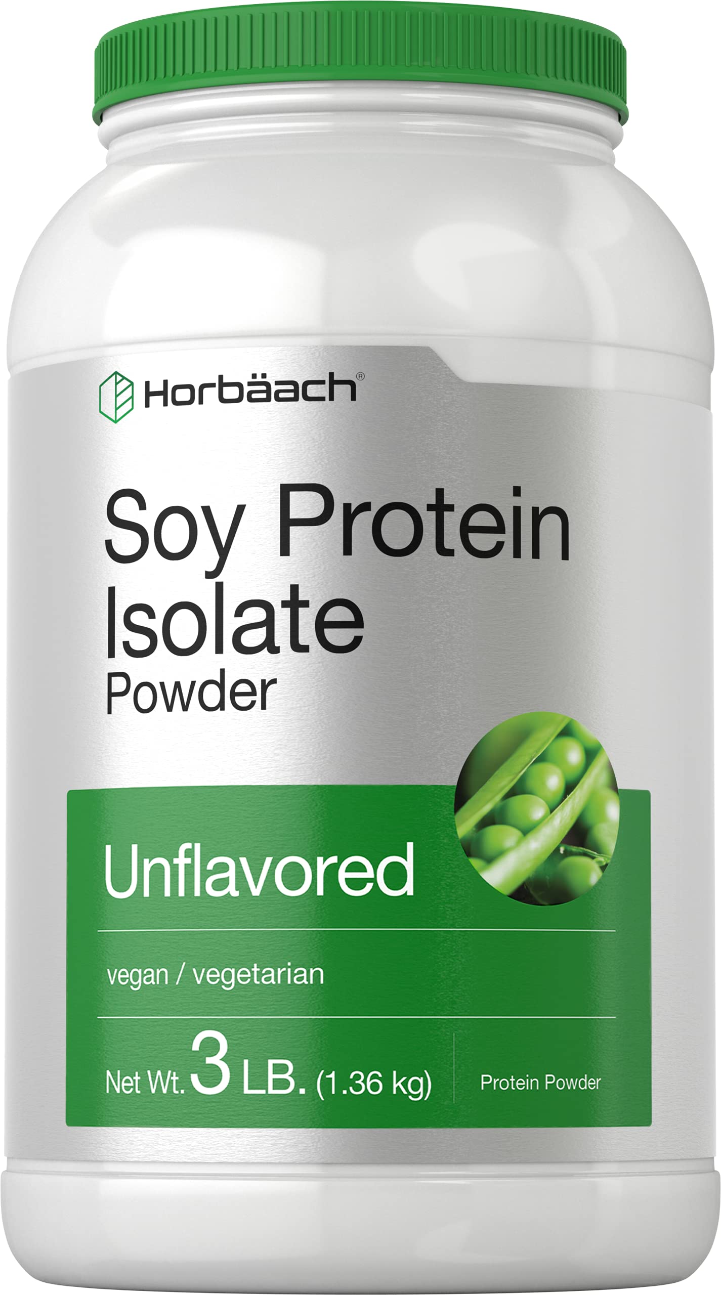 Horbäach Soy Protein Isolate Powder | 3lb | Unflavored | Vegan, Non-GMO, Gluten Free