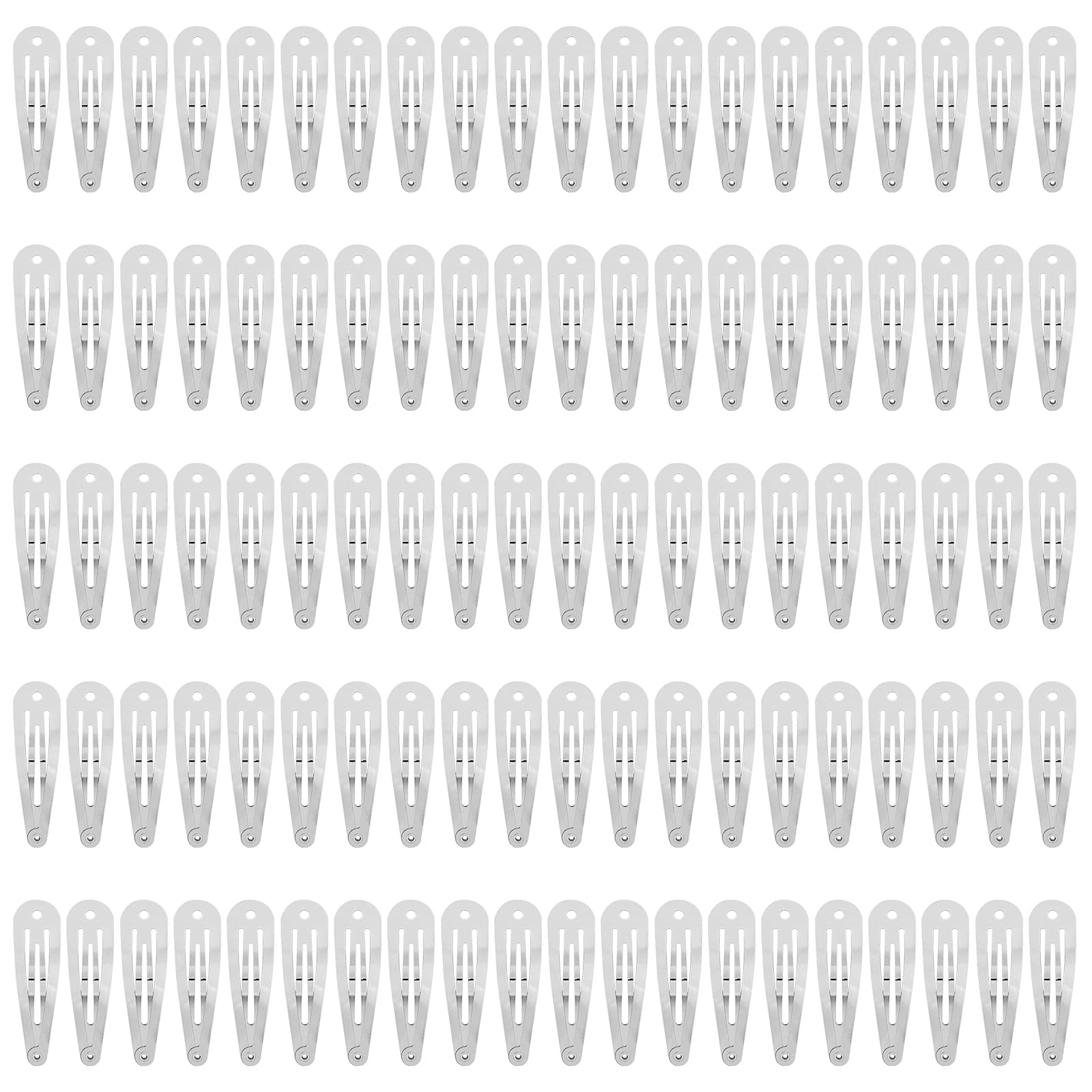 100 Pack Bulk 2 Inch 5 CM Small Metal Snap Hair Clips With Hole Silver Barrettes Hairpins Clips Thin Fine Bang Hair Holder Craft DIY Hair Accessories for Women Girl Kids Toddlers Baby