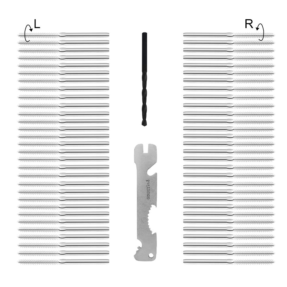 GDDIYing Cable Railing Hardware Kit Left&Right Swage Lag Screws for 1/8" Stair Railing Systems T316 Stainless Steel Deck Railing Marine Grade DIY Wood 60 Pack