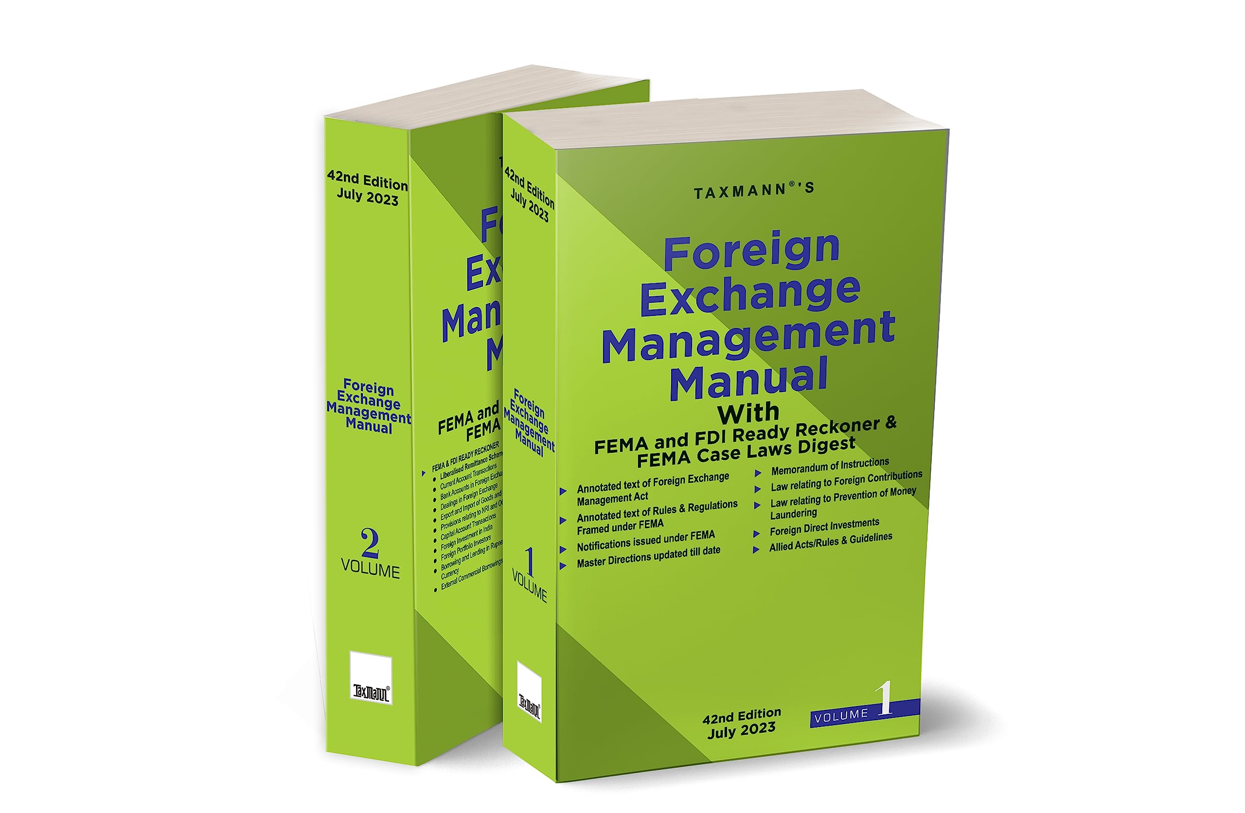 Taxmann's FEMA Manual | Set of 2 Vols. – Compendium of amended, updated & annotated text of Acts, Rules/Regulations, Notifications, Master Directions, Case Laws etc., on FEMA, FCRA, PMLA & FDI