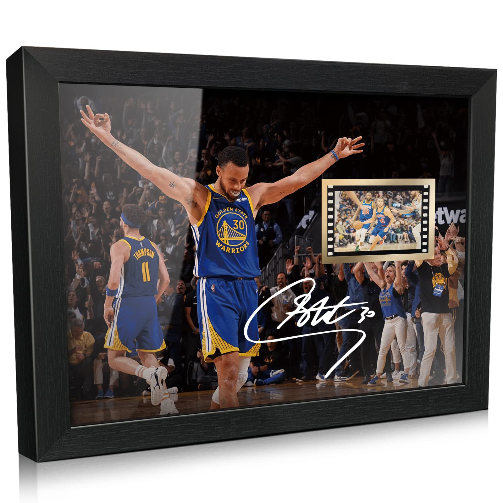 ORIMAMI Gifts for Basketball Player Stephen Curry Fans,Sport Superstar Picture Desktop Framed Photo 8x6 Inches with Printed Signed and 1x35mm Film Mini Cell Display