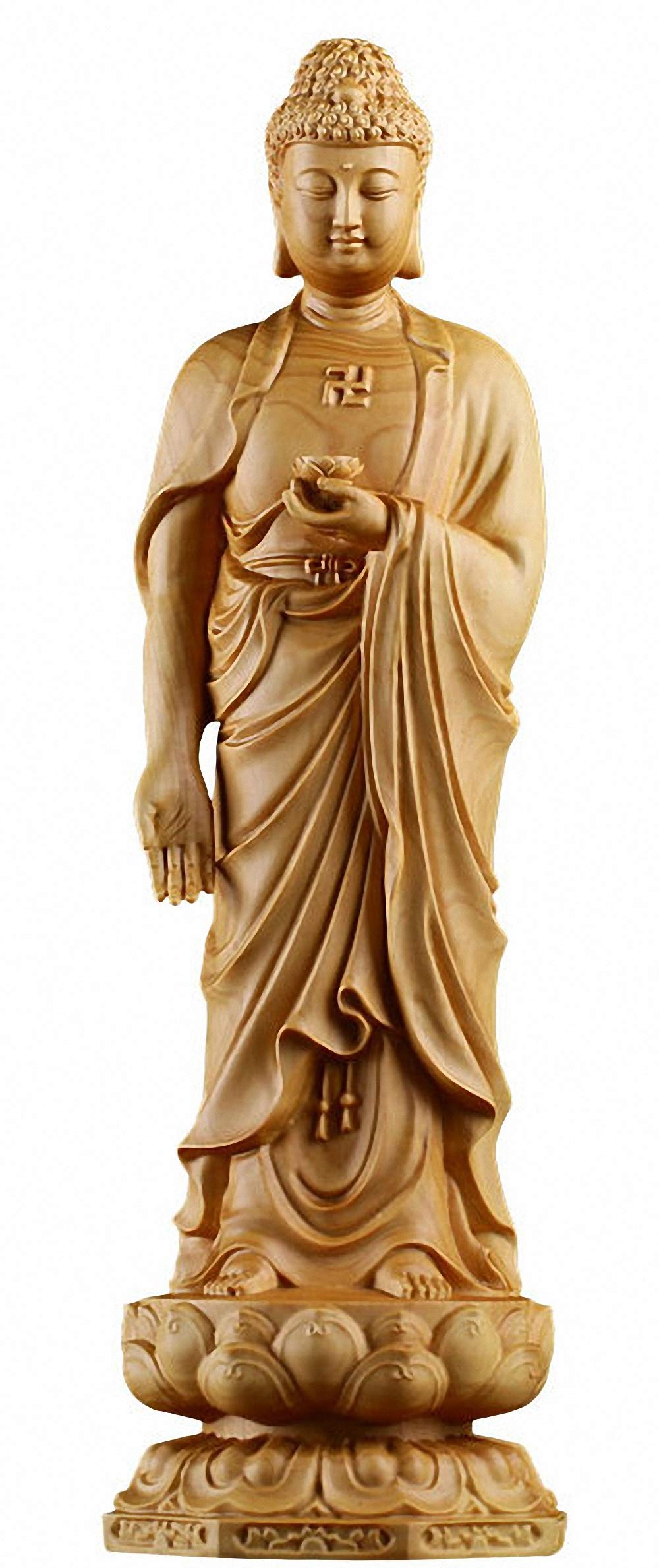 Natural Boxwood Shakyamuni Amitabha Buddha Statue